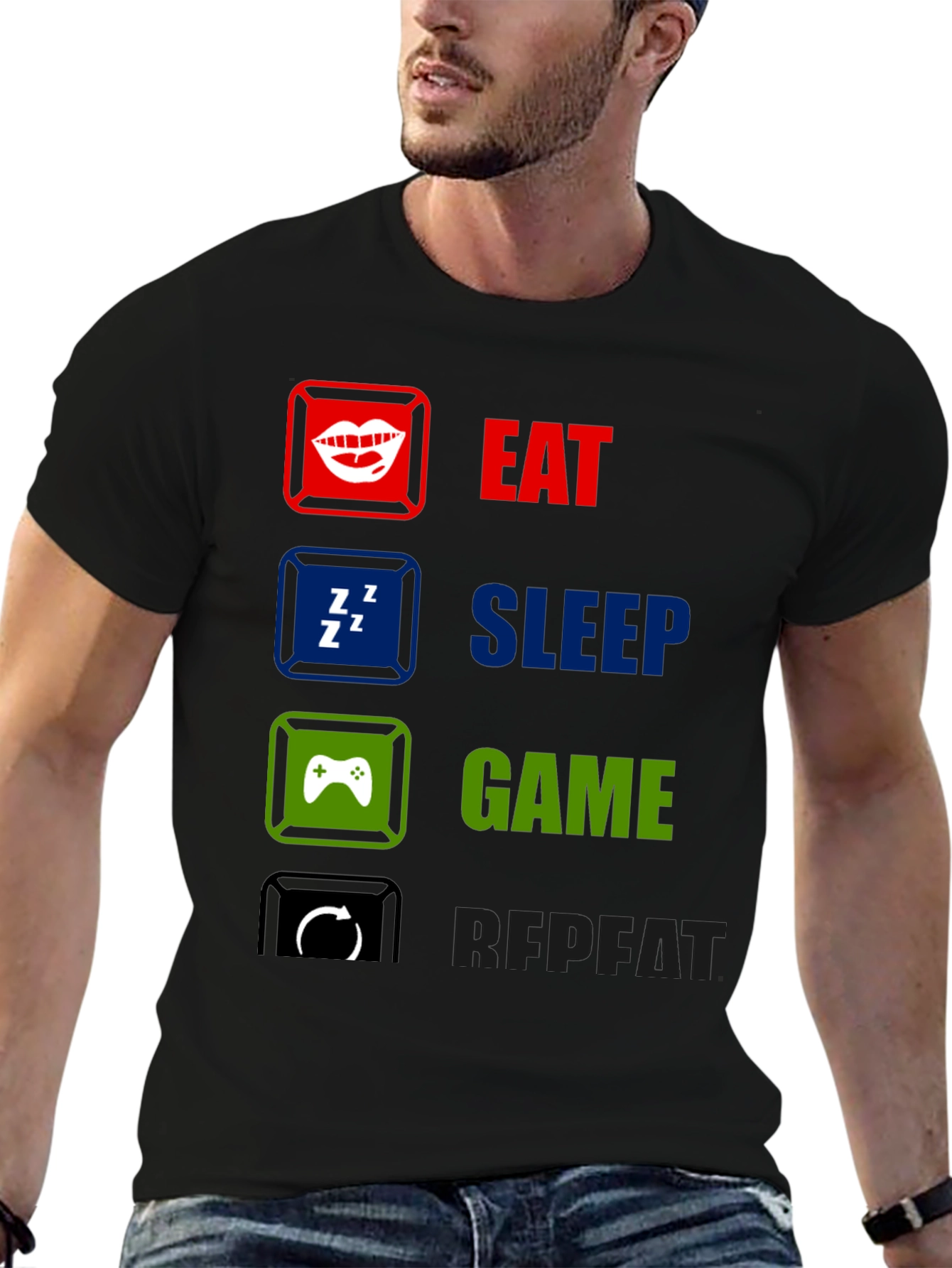 Eat Sleep Game Repeat T-Shirt - Gamer Life Tee