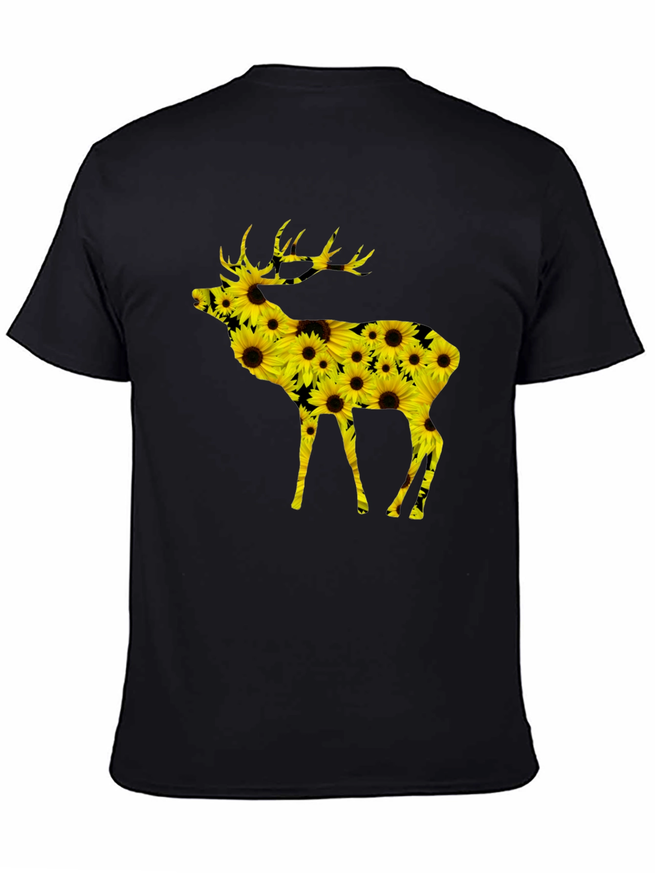 Sunflower Deer Graphic Tee - Black