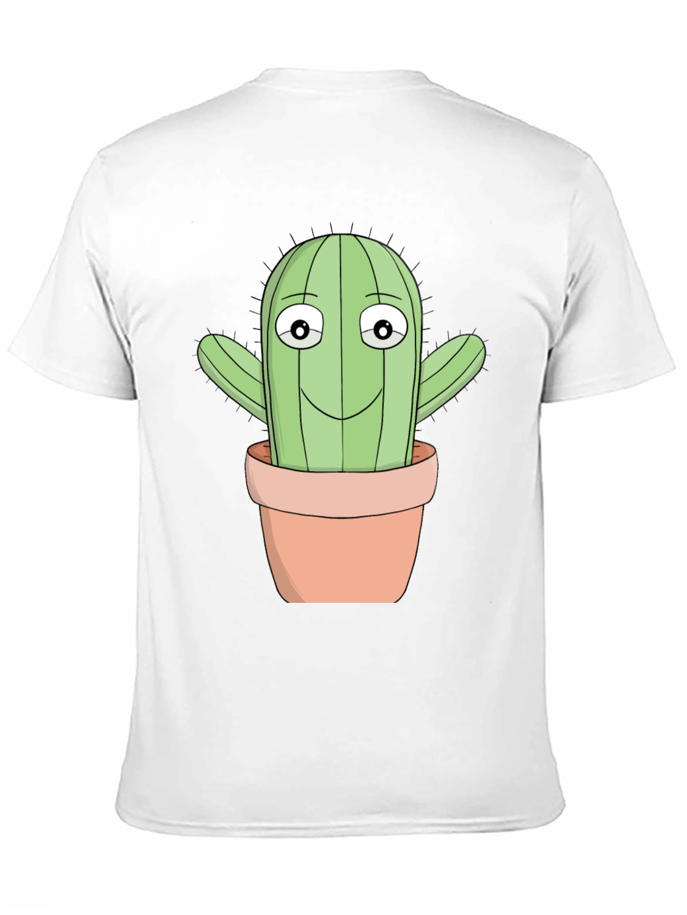 Cartoon Cactus T-Shirt - Black Cotton Blend