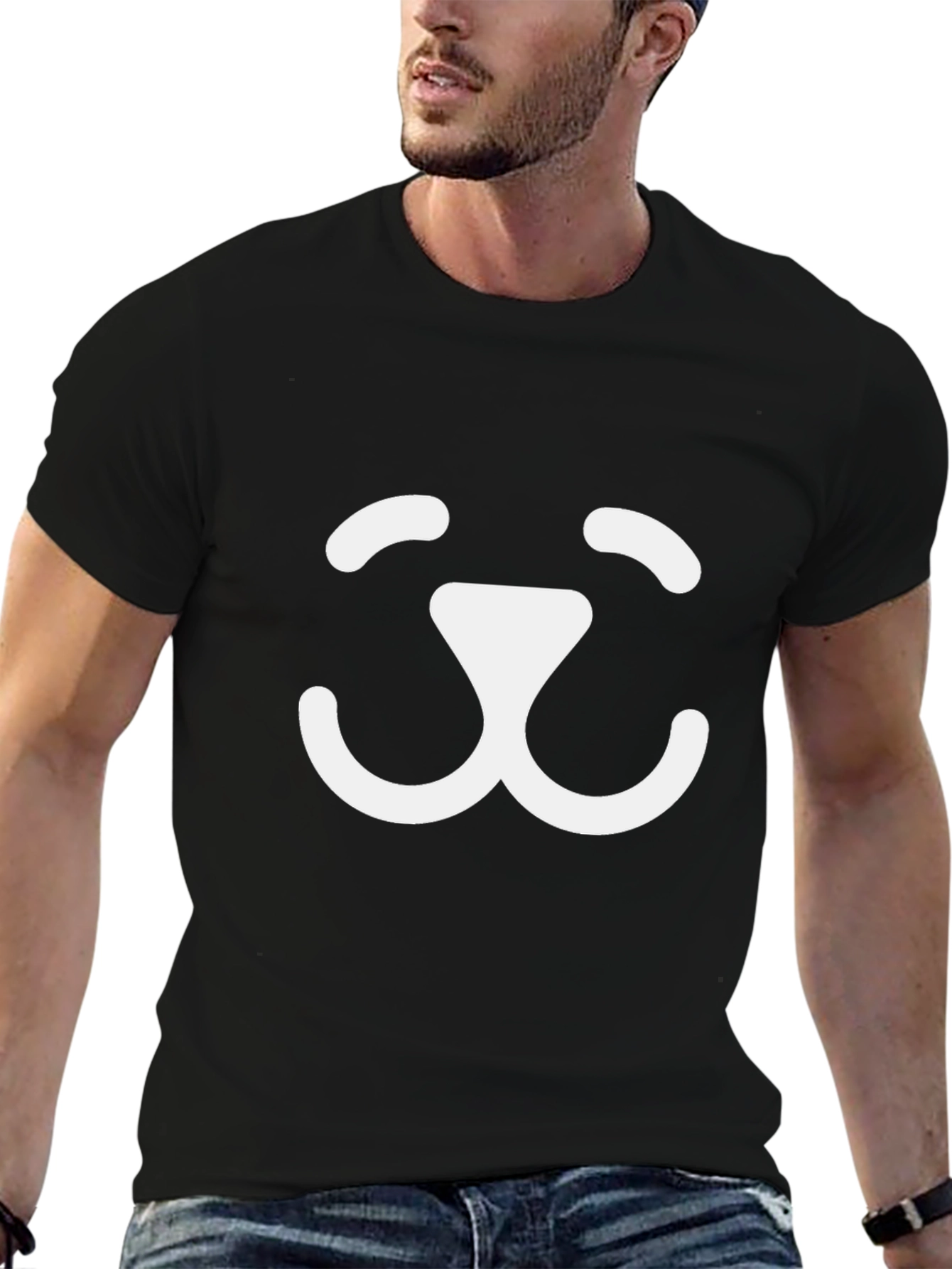 Cute Dog Face Graphic Tee - Soft Black T-Shirt