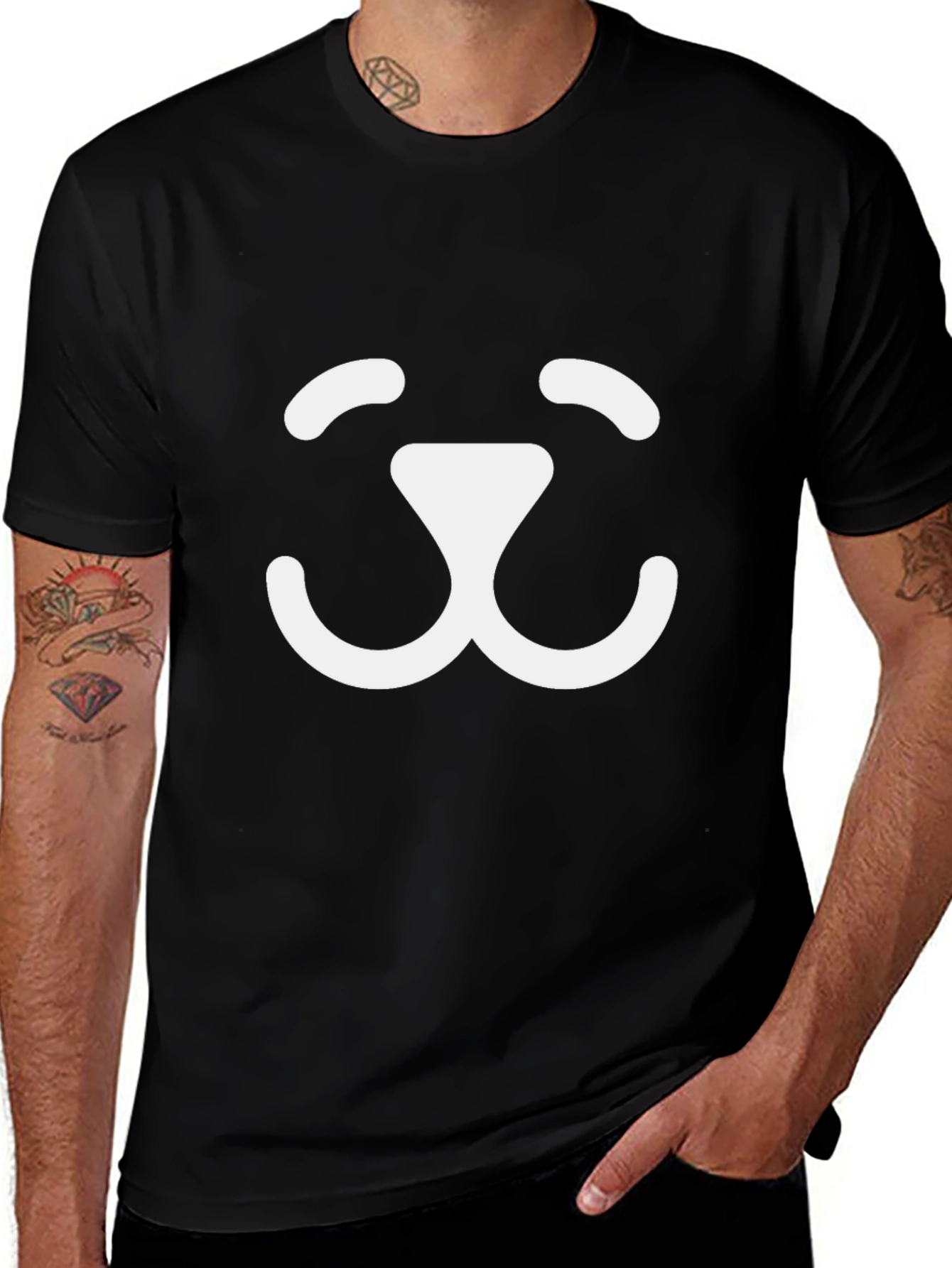 Cute Dog Face Graphic Tee - Soft Black T-Shirt