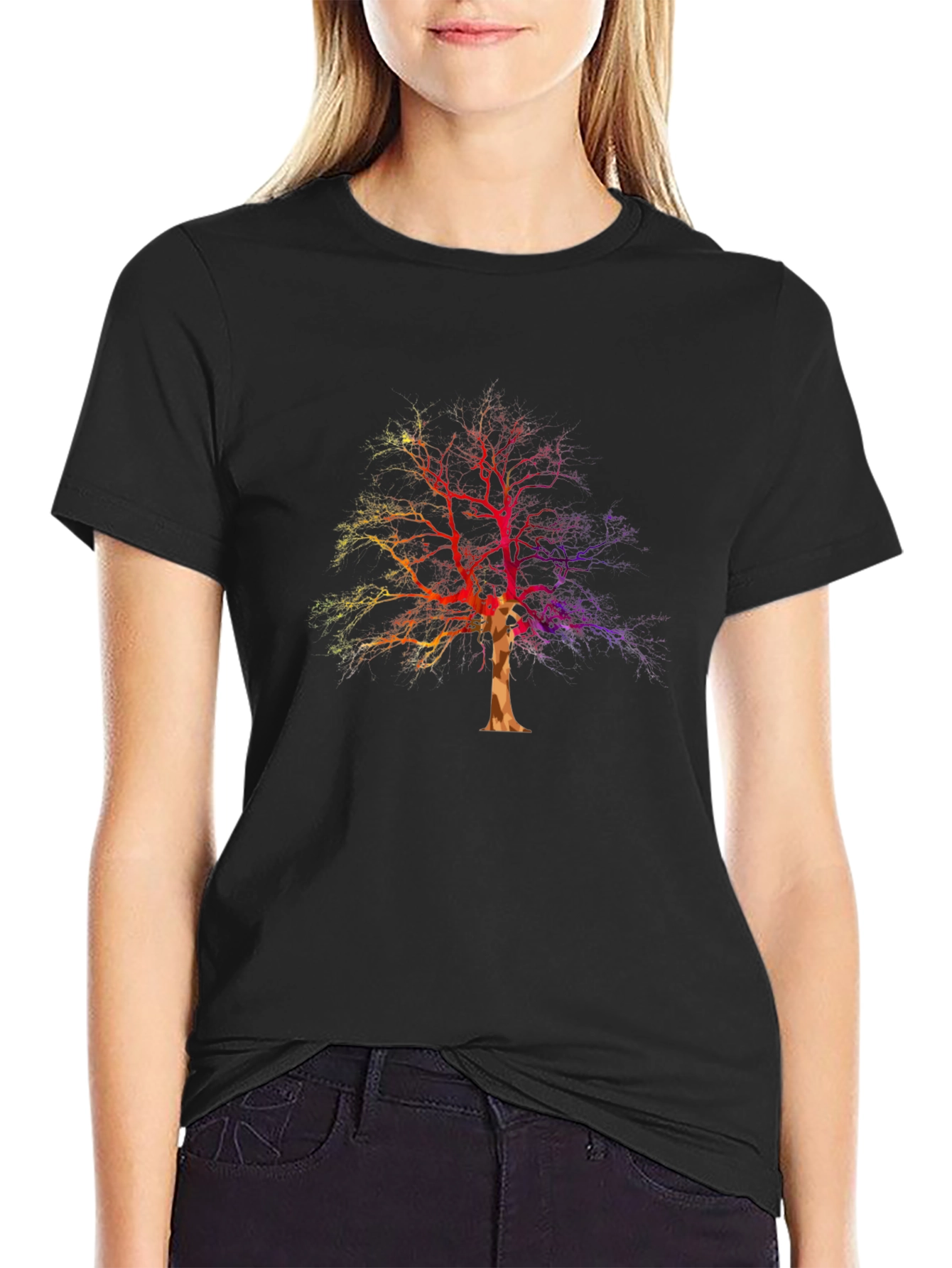 Rainbow Tree Graphic Tee - Unique Nature Design