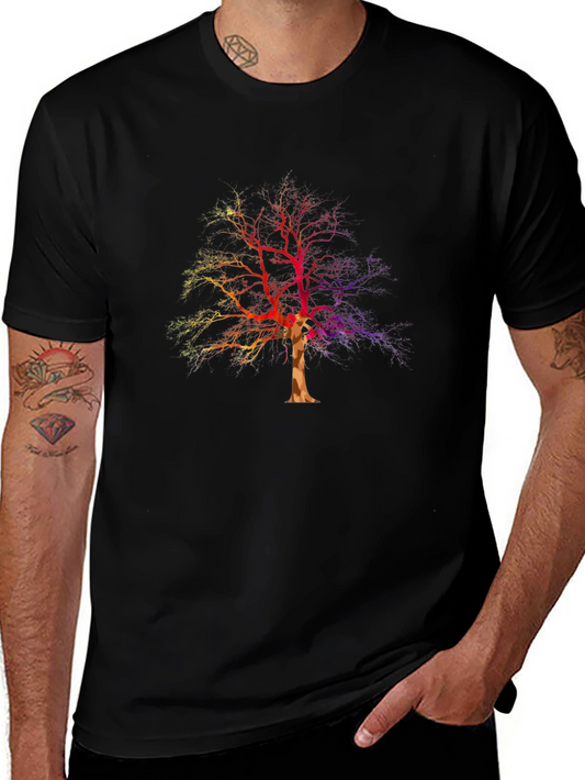 Rainbow Tree Graphic Tee - Unique Nature Design