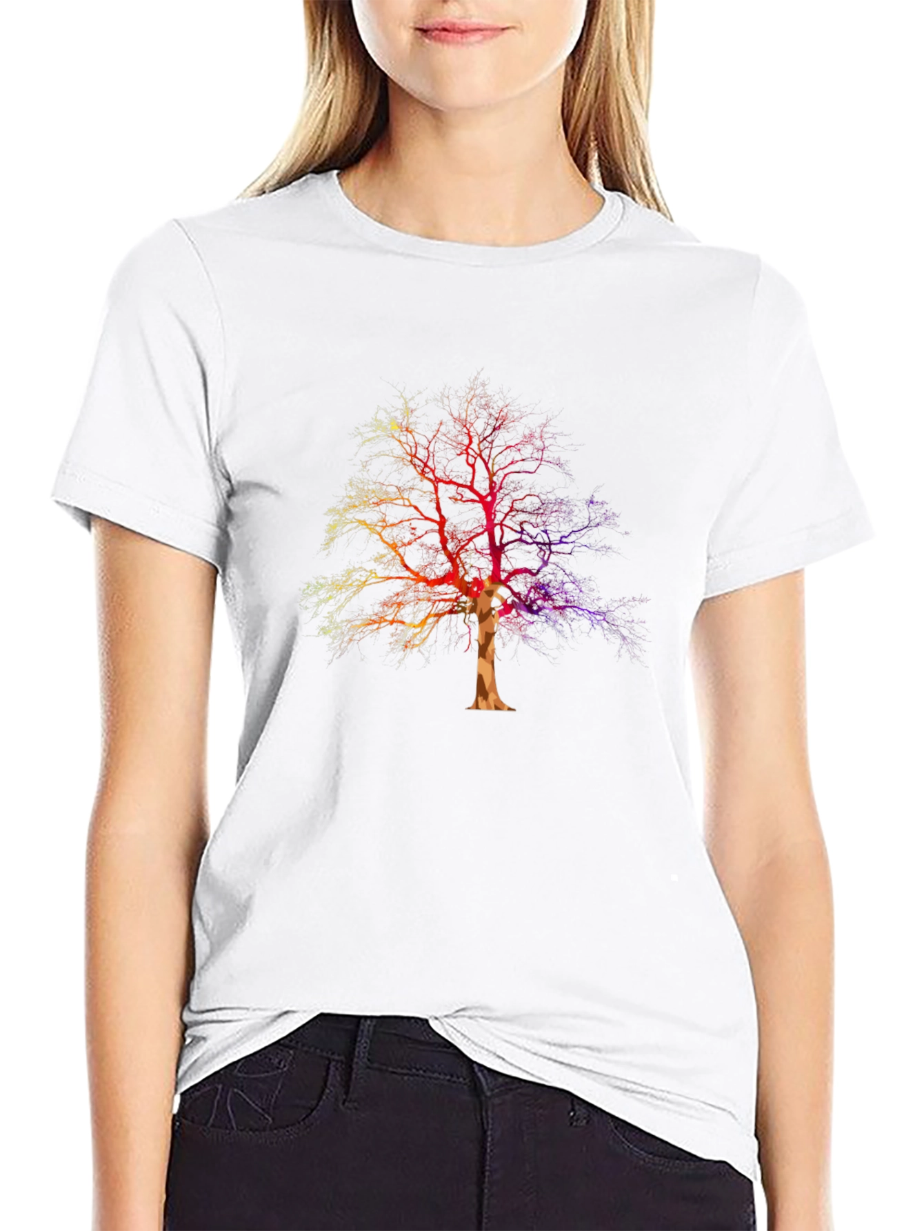 Rainbow Tree Graphic Tee - Unique Nature Design