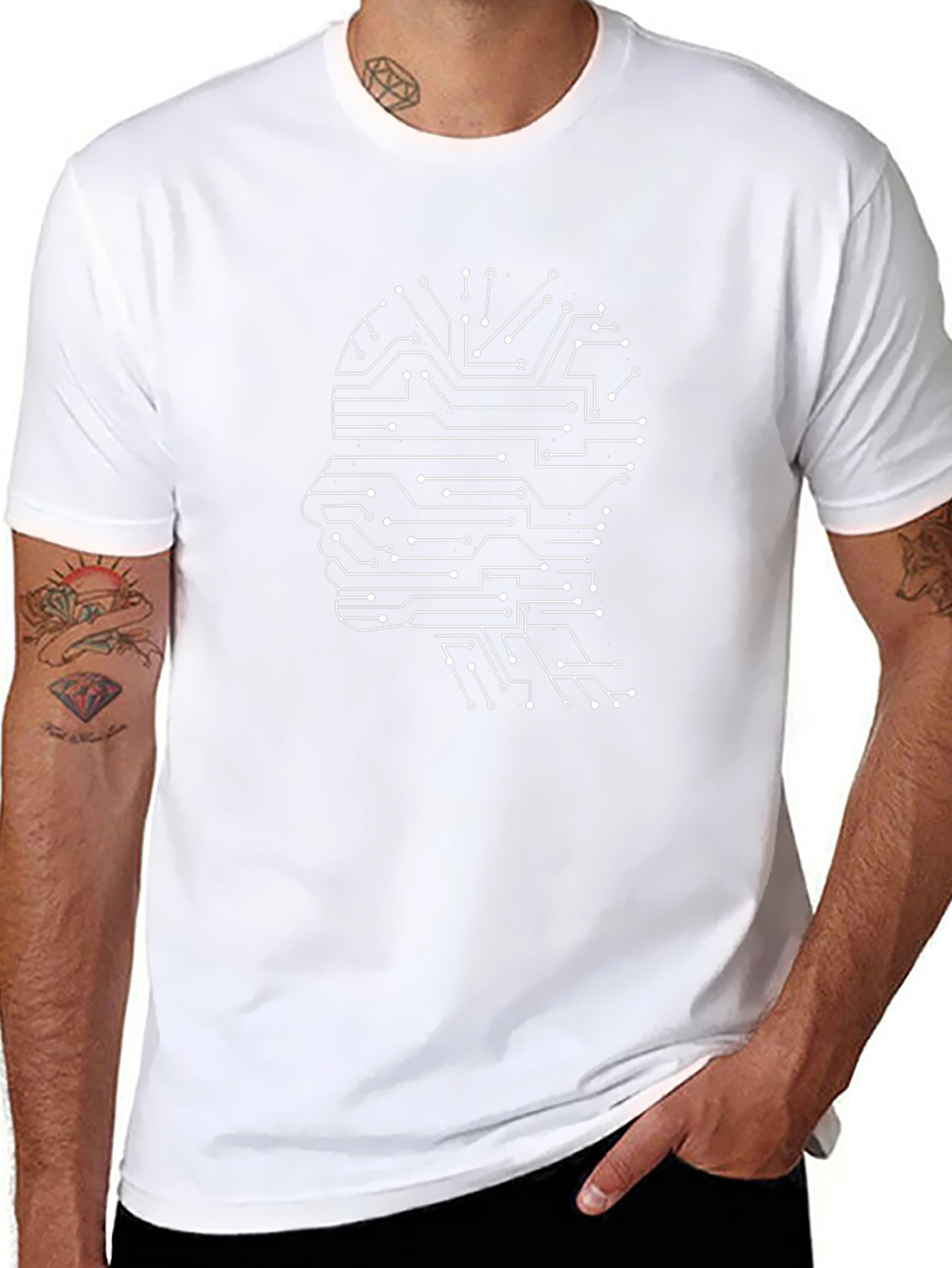 AI Mind Circuit T-Shirt - Futuristic Tech Design