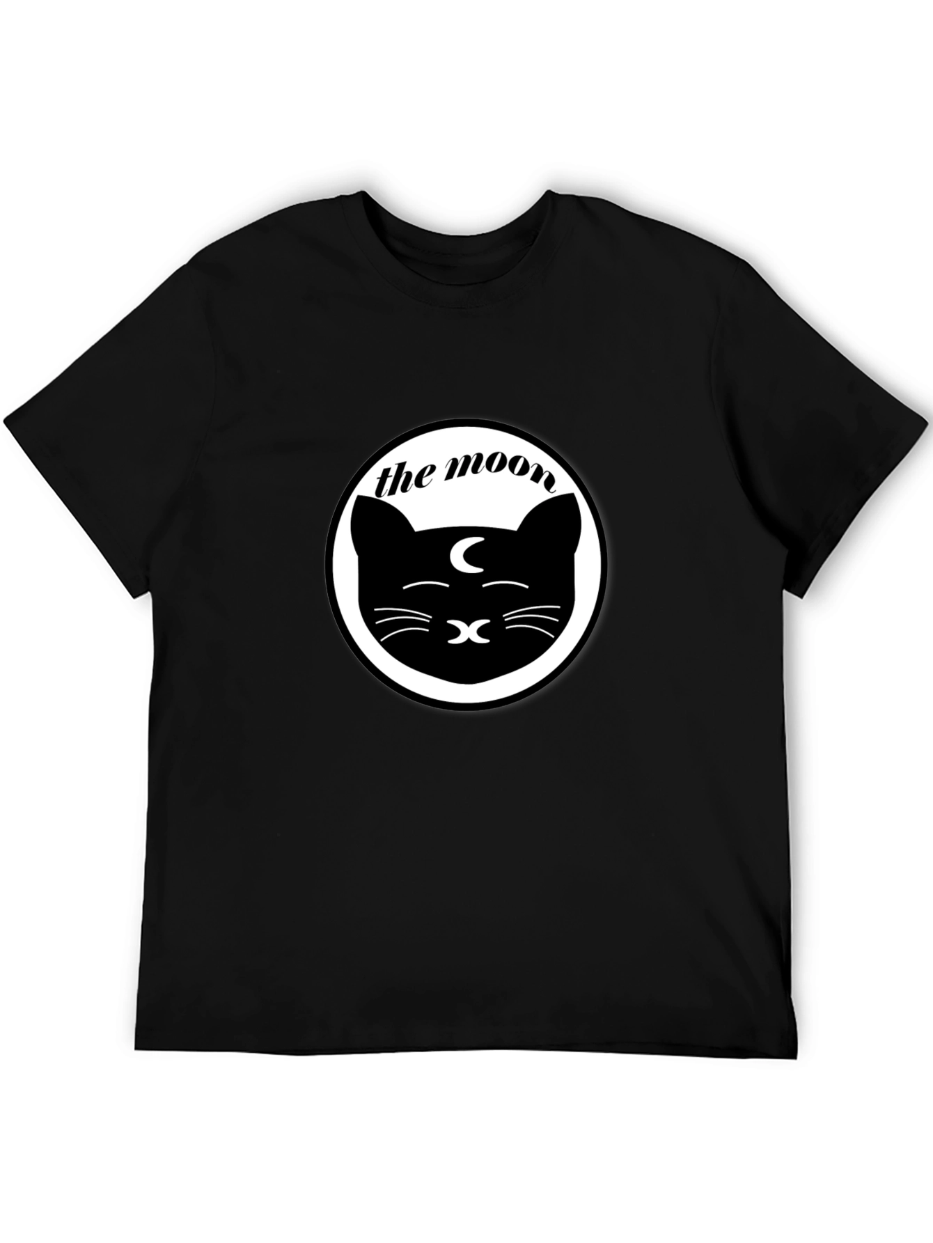 The Moon Cat Graphic Tee - Unisex Black T-Shirt