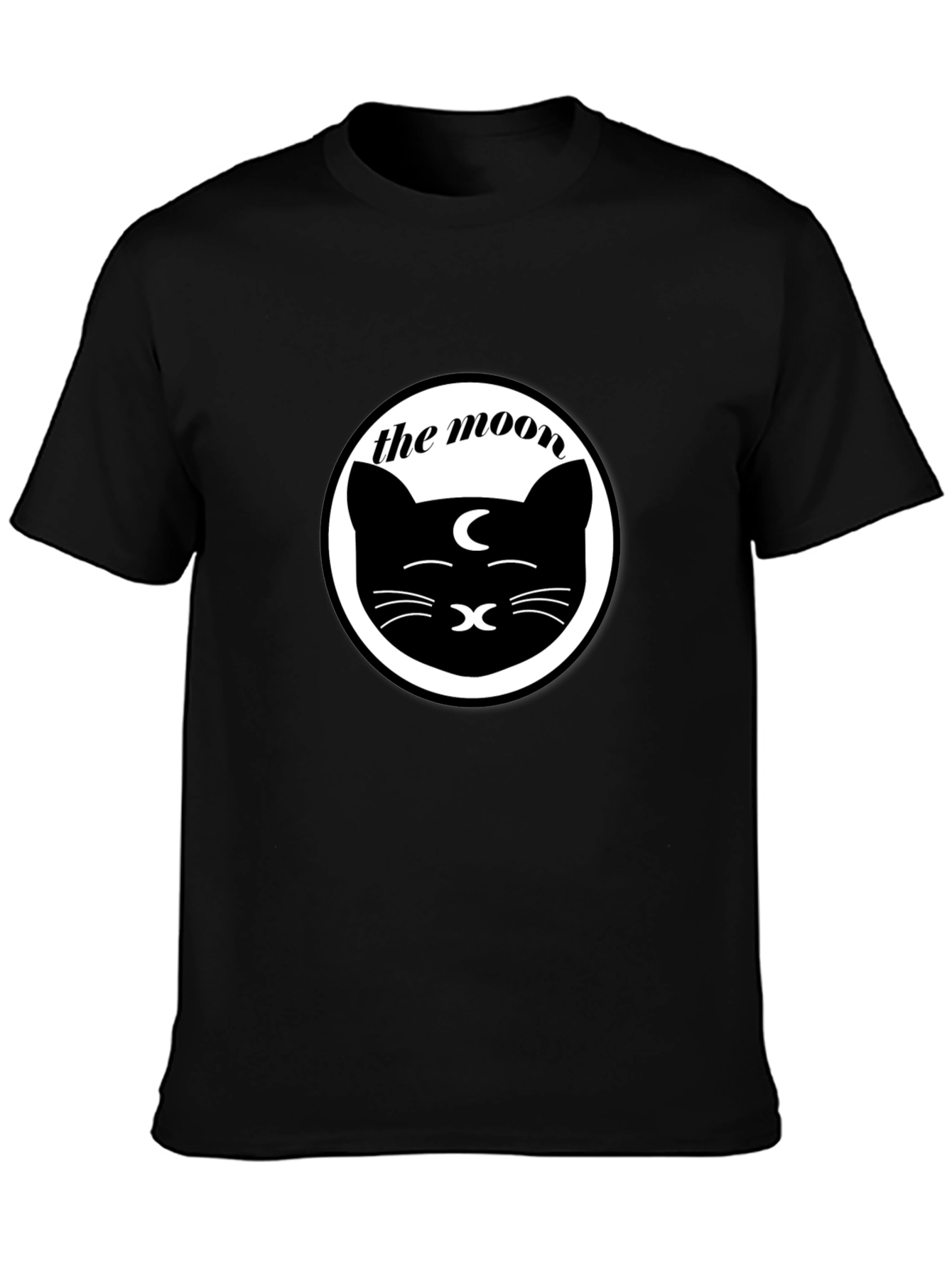 The Moon Cat Graphic Tee - Unisex Black T-Shirt