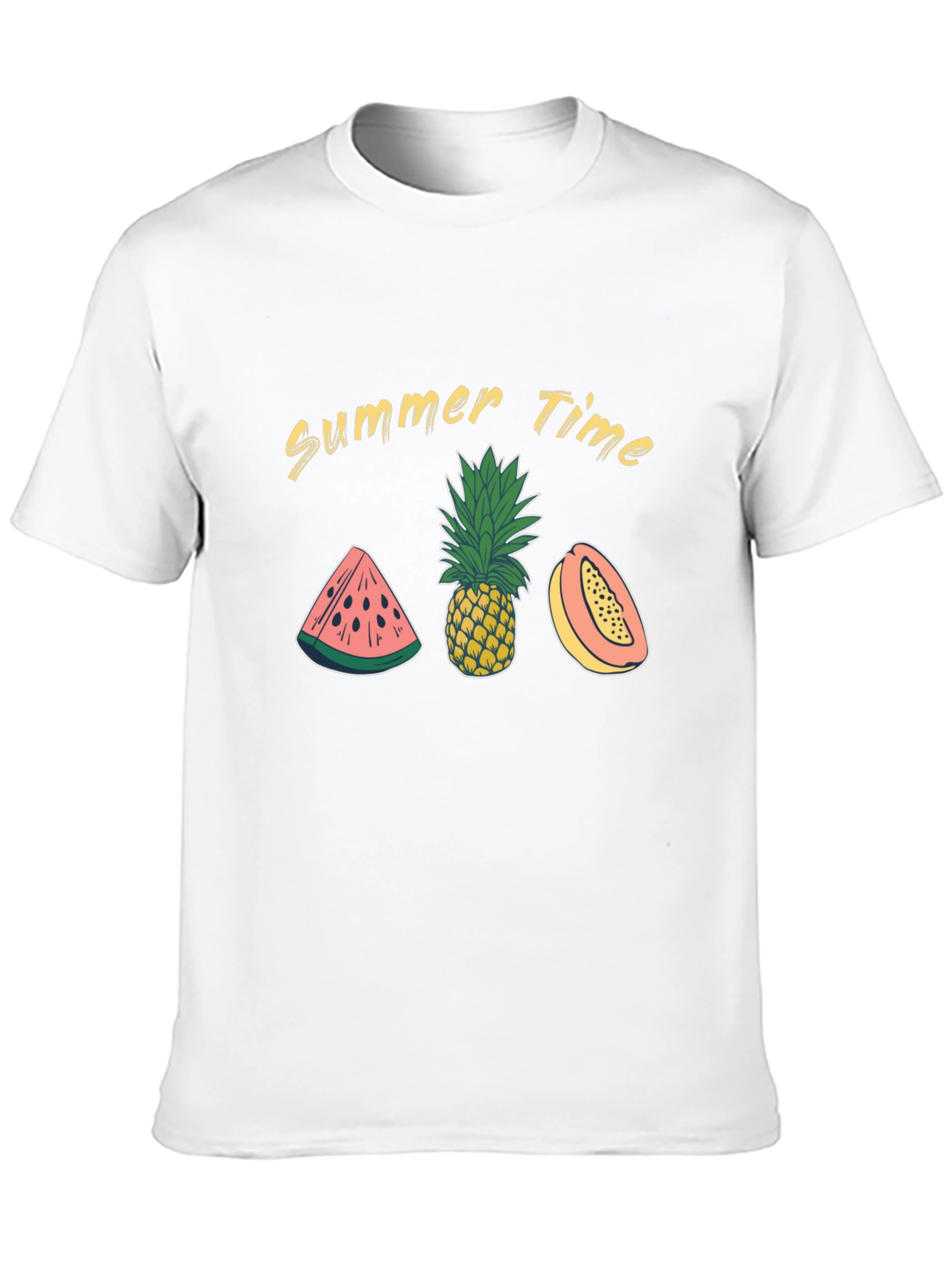 Summer Time Fruit Graphic Black T-Shirt