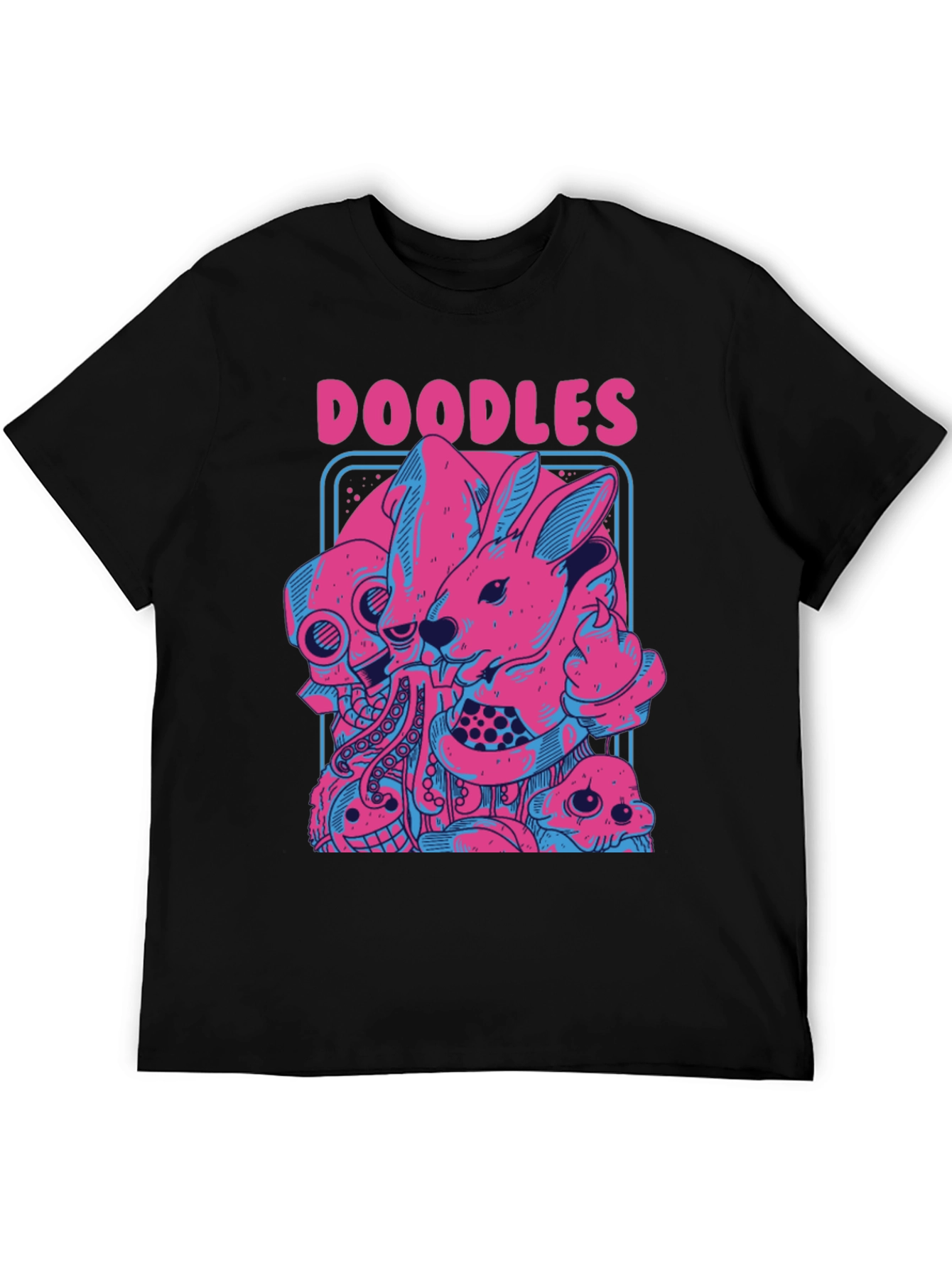 Doodles Graphic Tee - Unique Pink & Blue Design