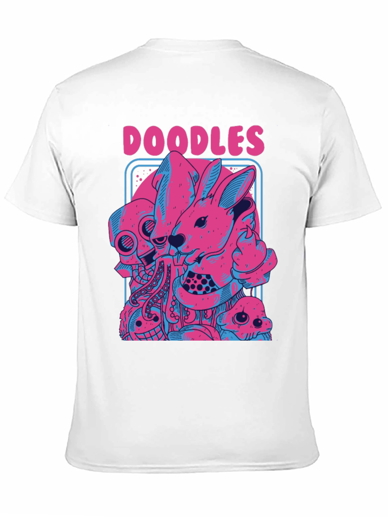 Doodles Graphic Tee - Unique Pink & Blue Design