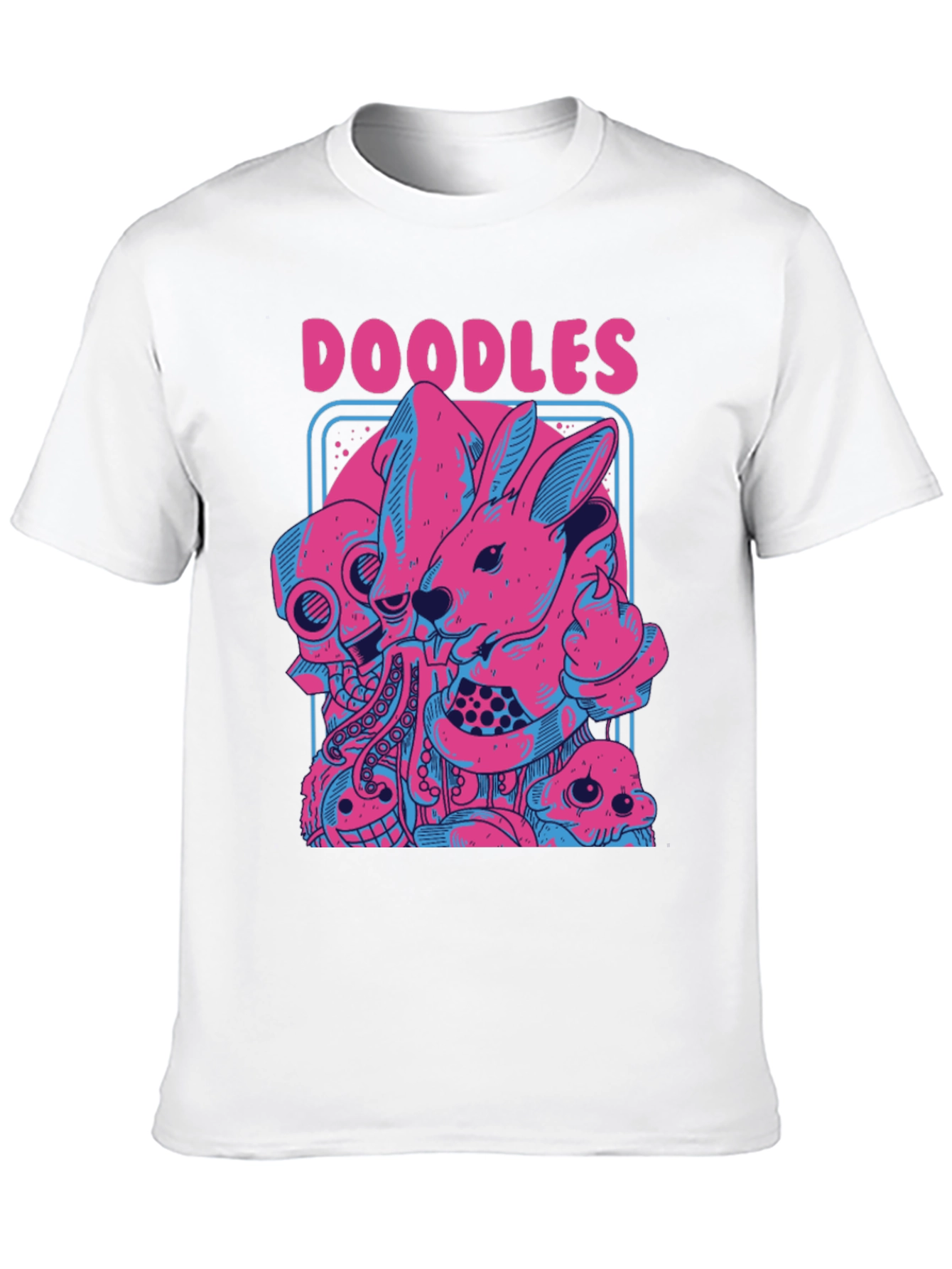Doodles Graphic Tee - Unique Pink & Blue Design