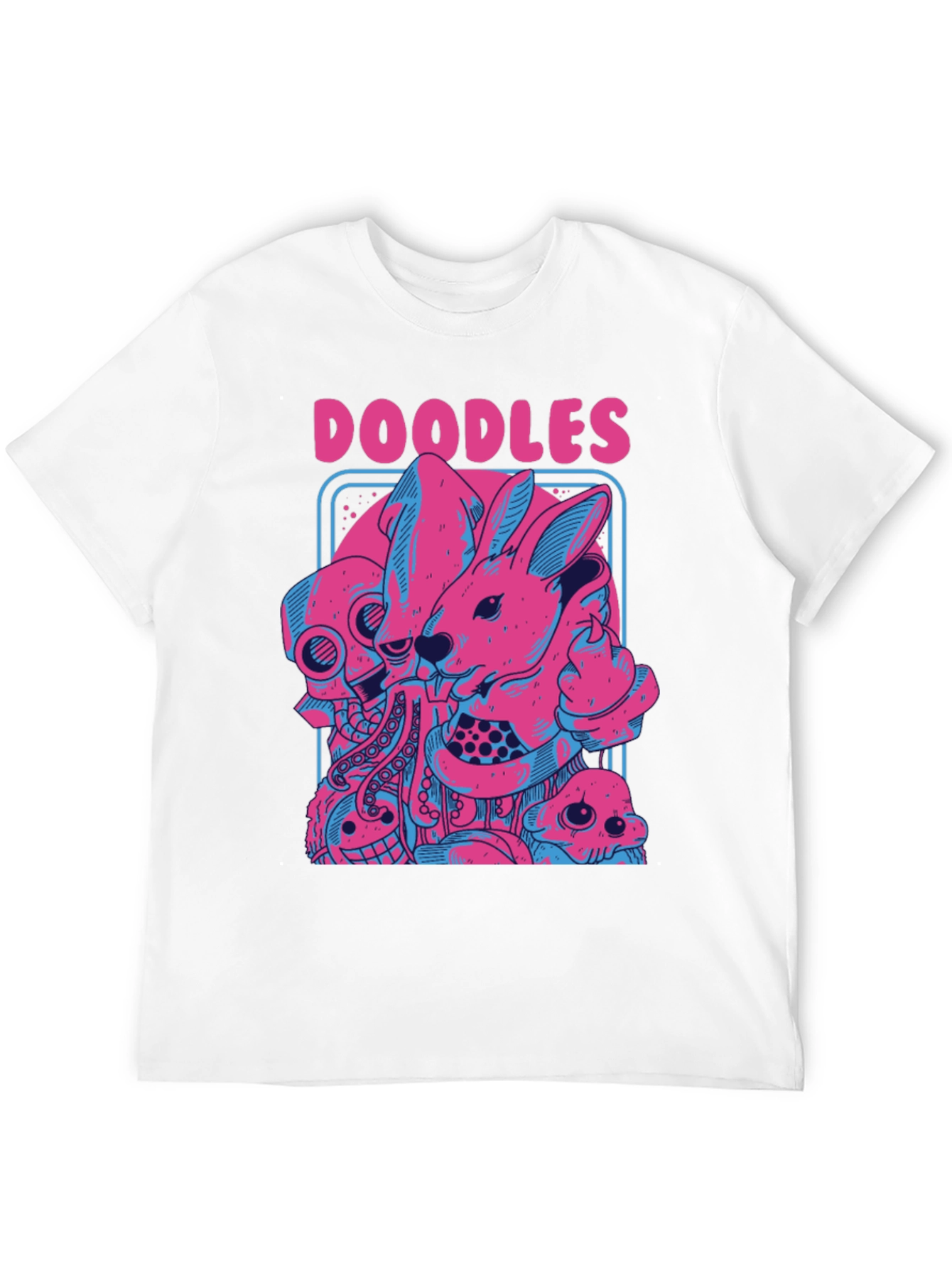 Doodles Graphic Tee - Unique Pink & Blue Design