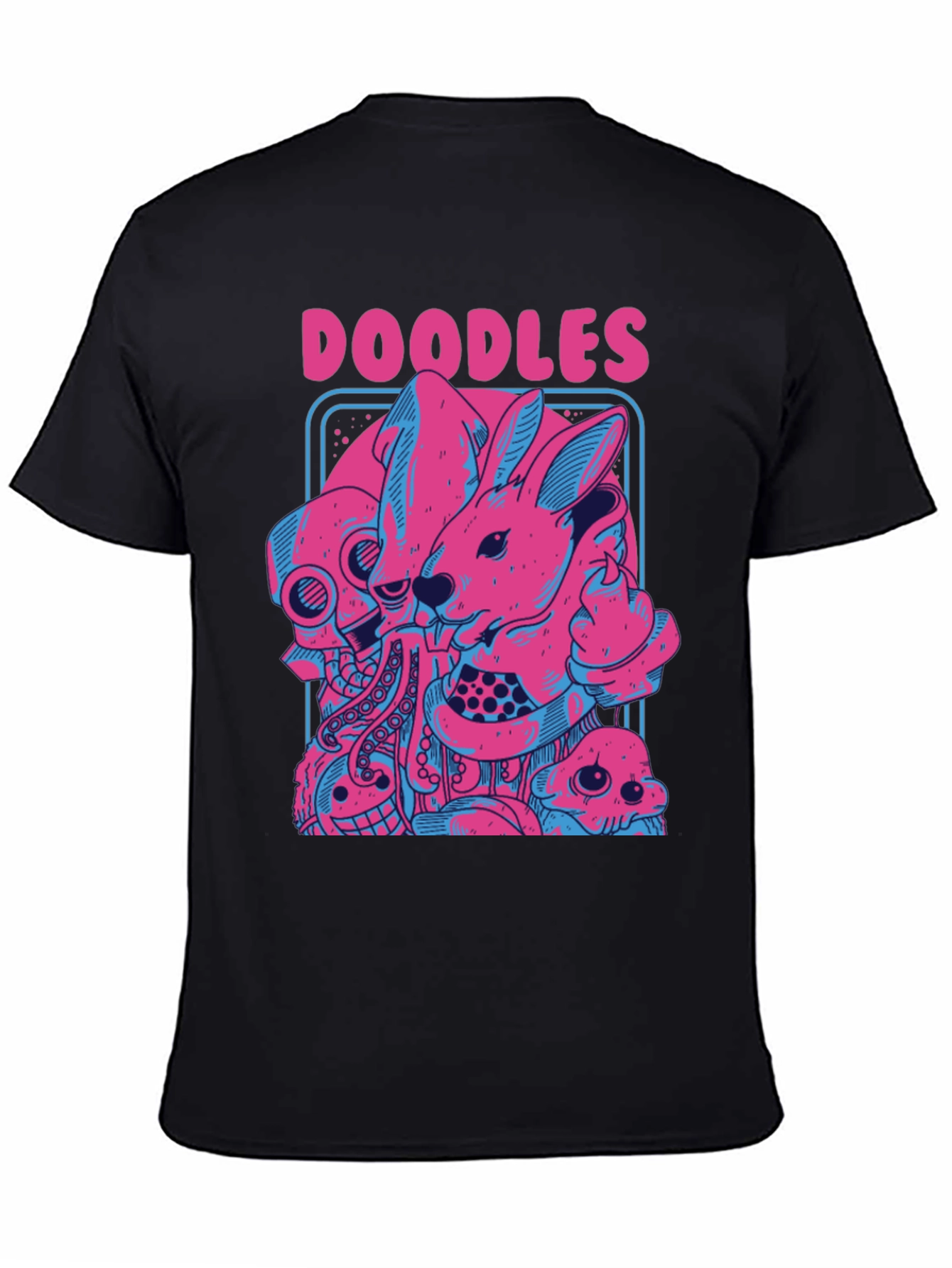 Doodles Graphic Tee - Unique Pink & Blue Design
