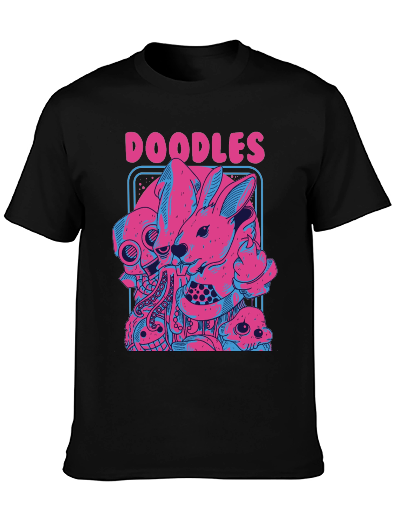 Doodles Graphic Tee - Unique Pink & Blue Design
