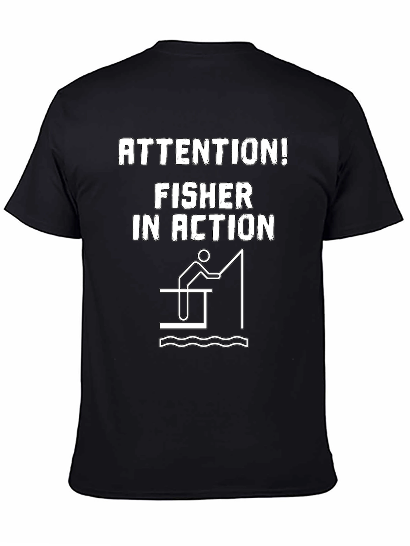 Attention! Fisher In Action Black T-Shirt