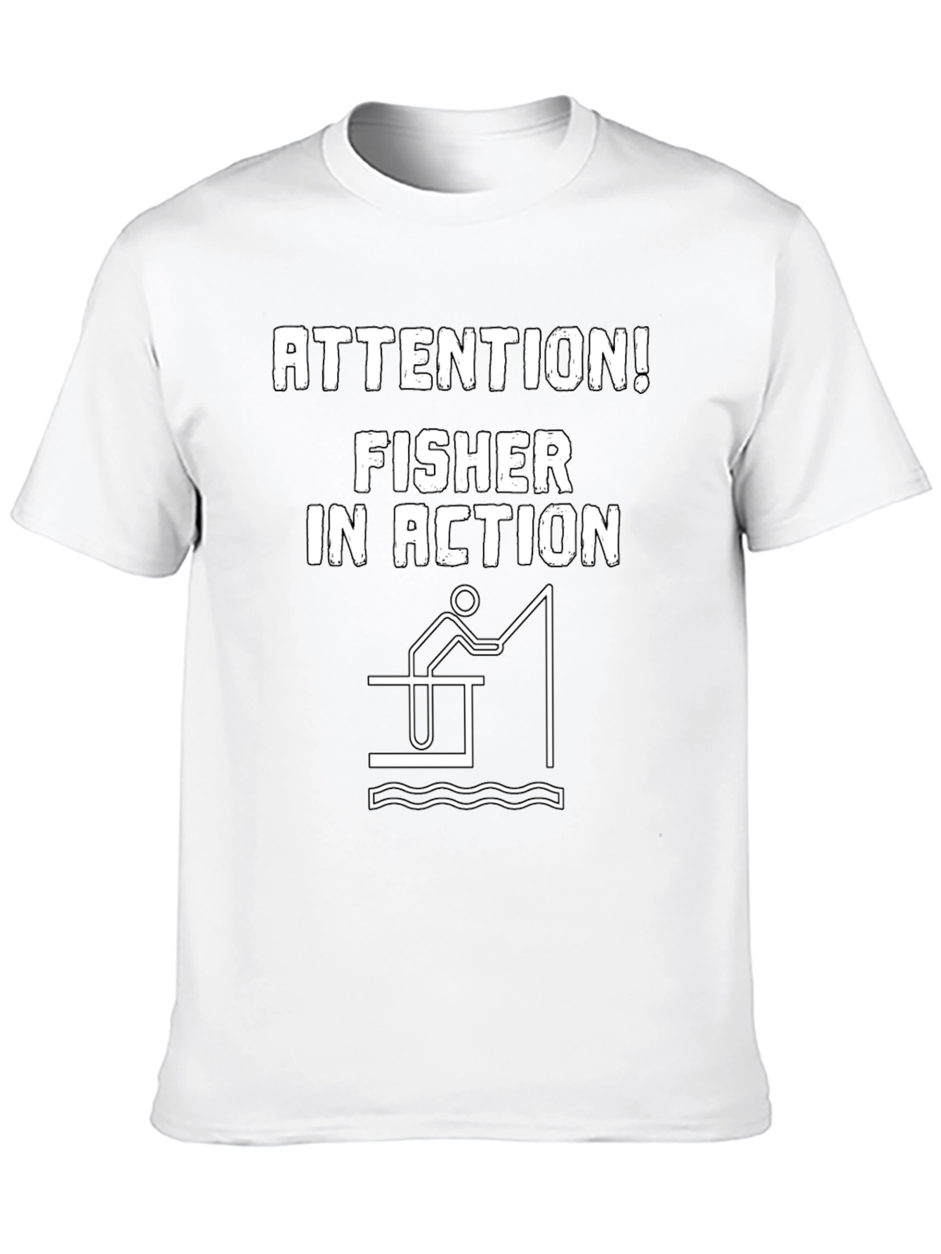 Attention! Fisher In Action Black T-Shirt