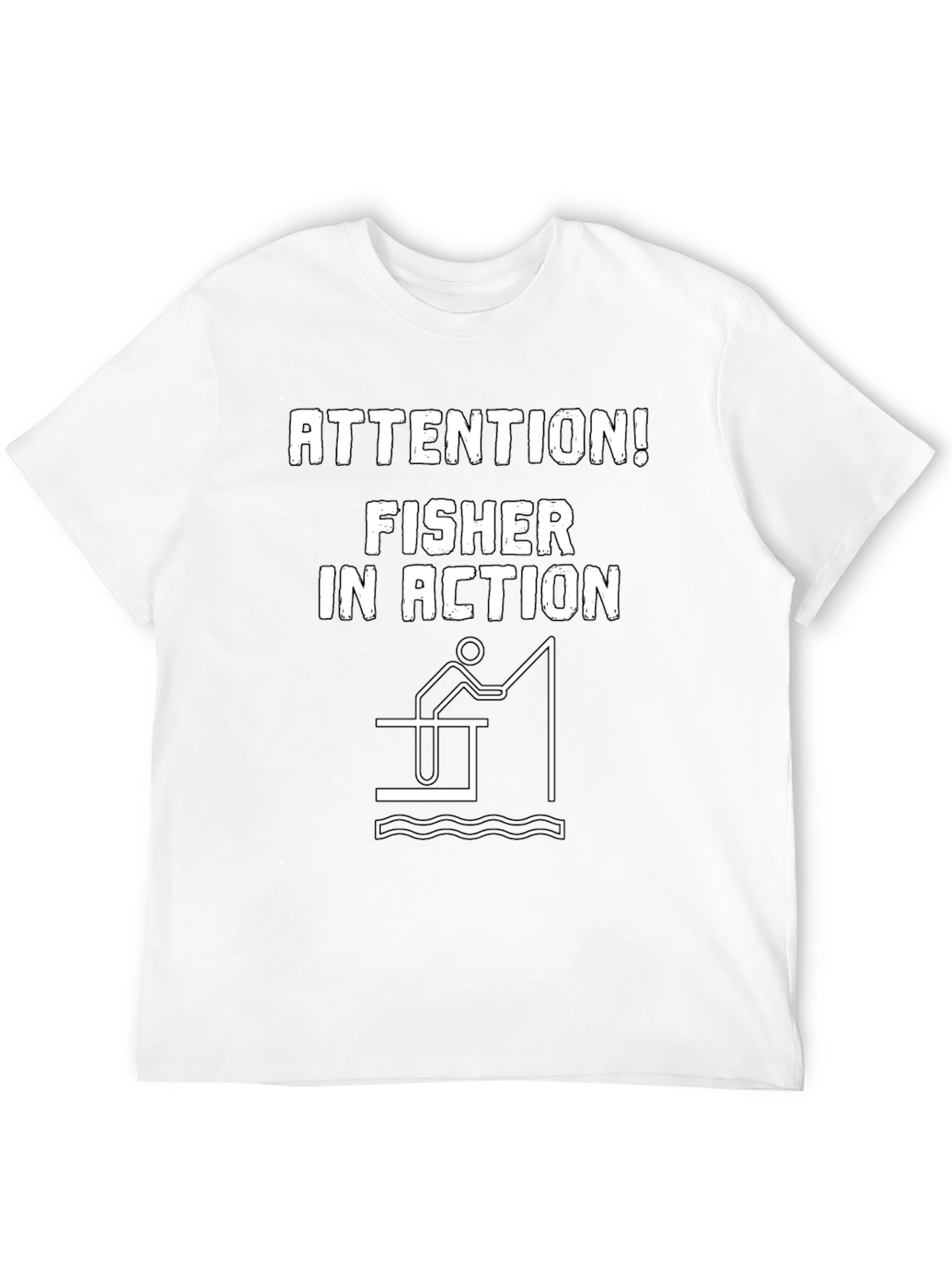 Attention! Fisher In Action Black T-Shirt