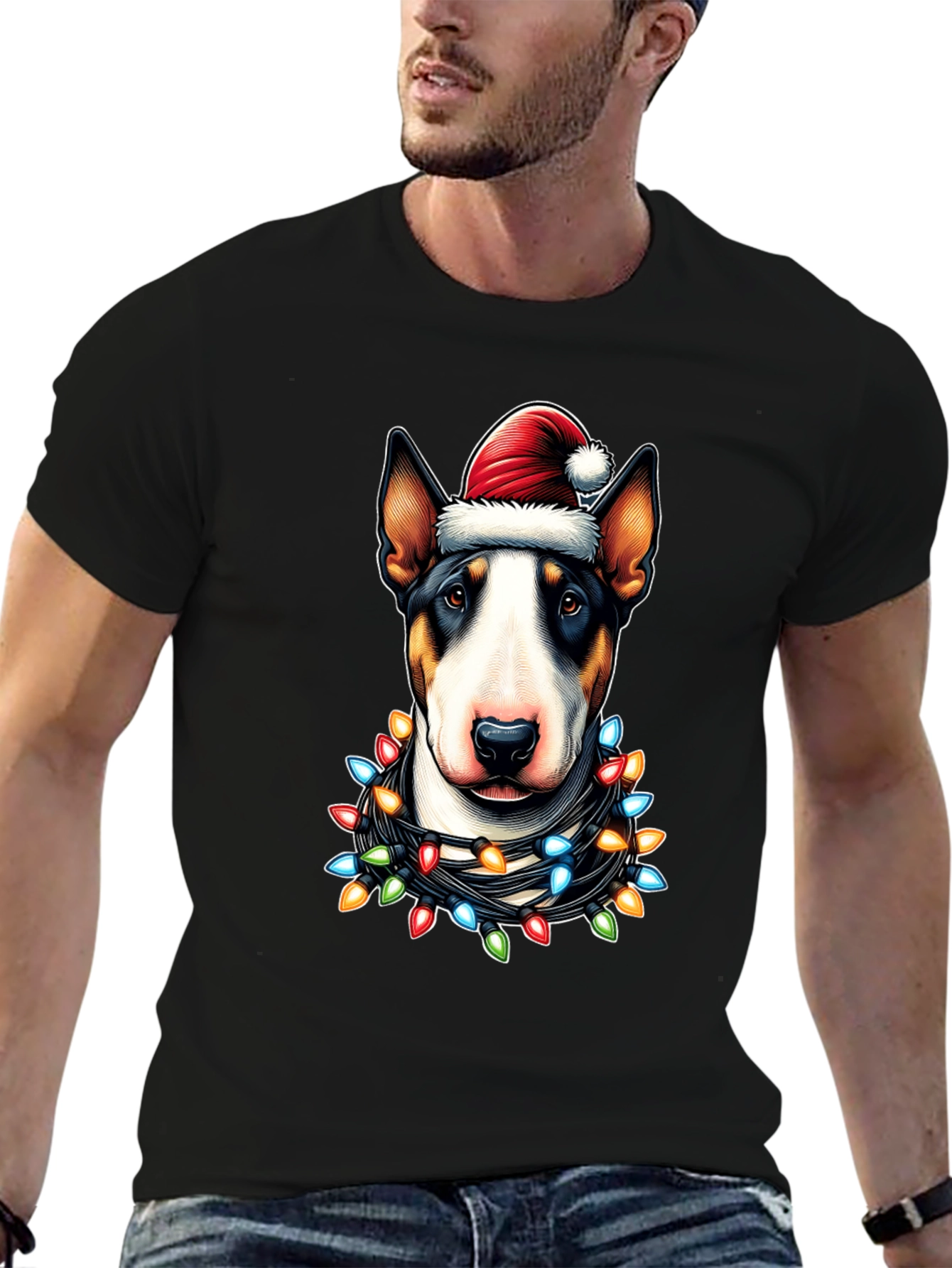 Festive Bull Terrier Christmas Lights T-Shirt