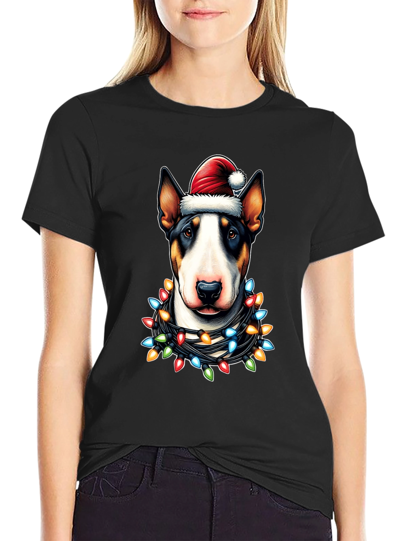 Festive Bull Terrier Christmas Lights T-Shirt