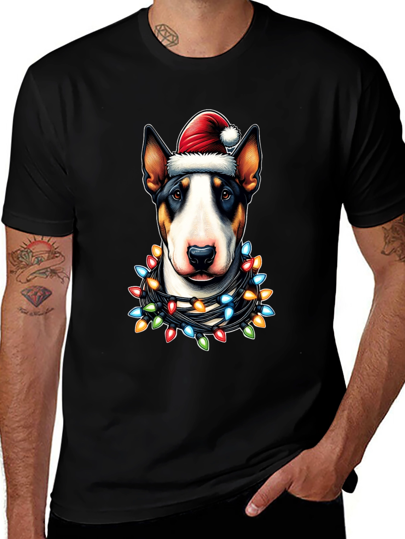 Festive Bull Terrier Christmas Lights T-Shirt