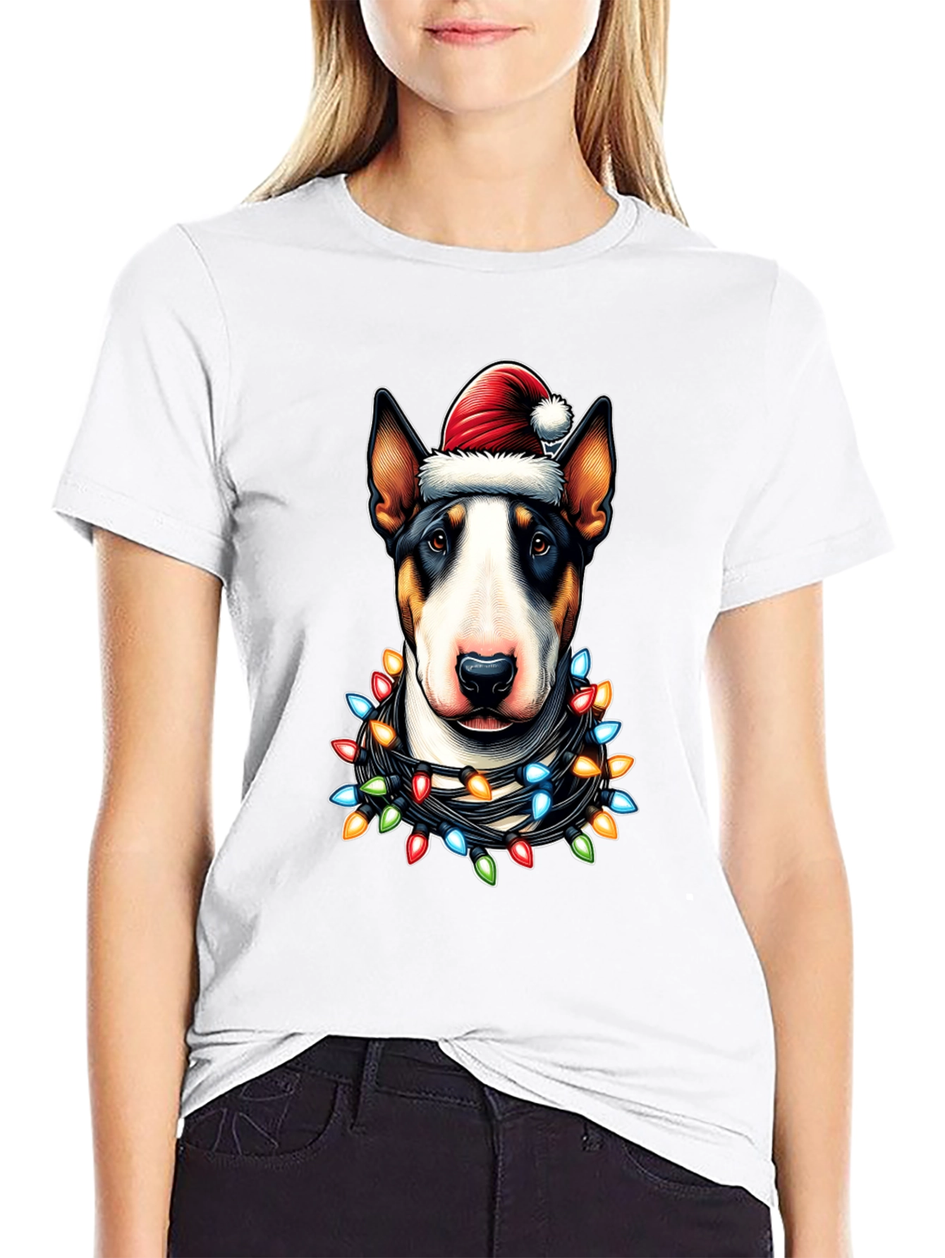 Festive Bull Terrier Christmas Lights T-Shirt