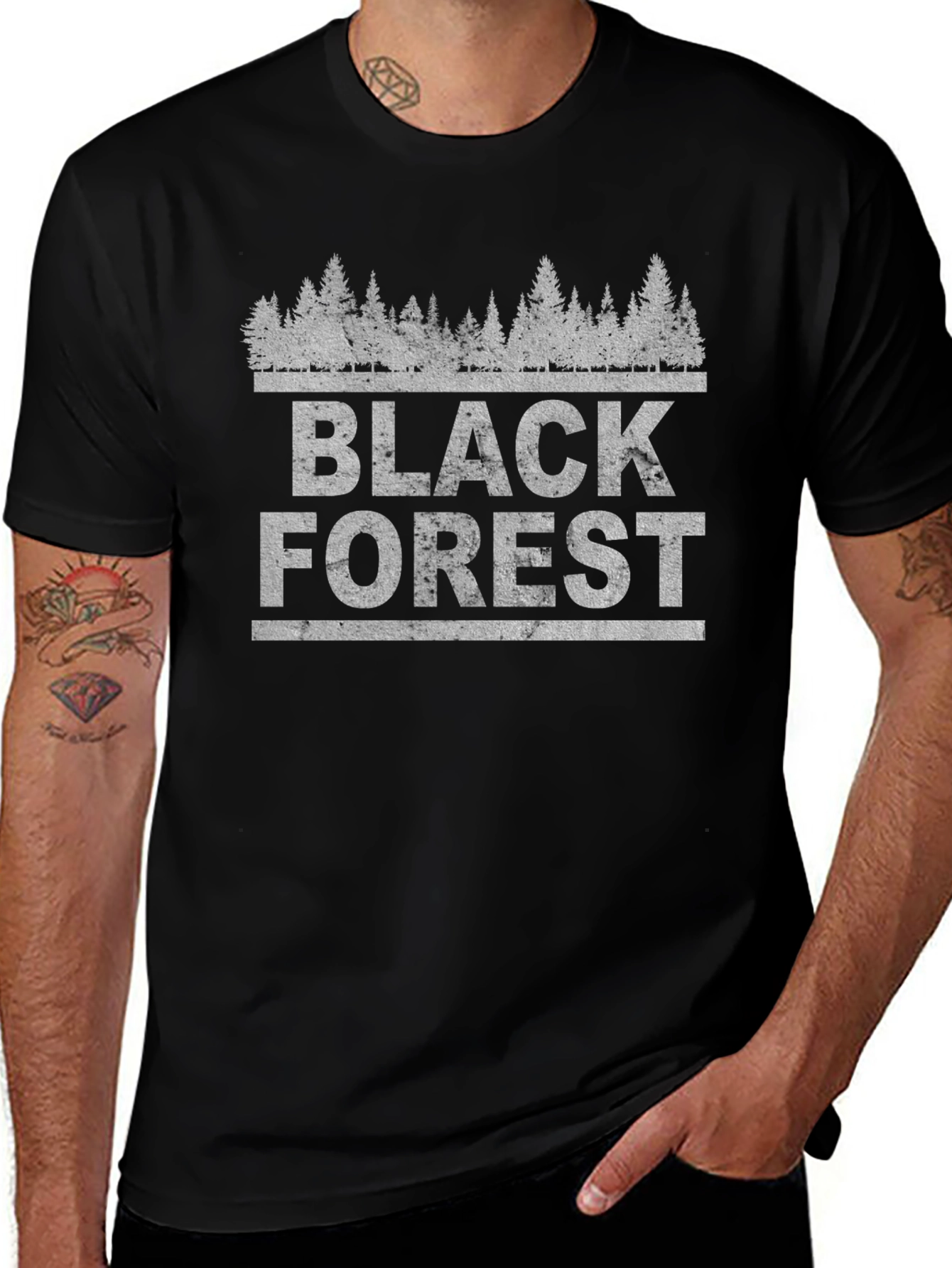 Black Forest Graphic Tee - Nature Inspired Shirt