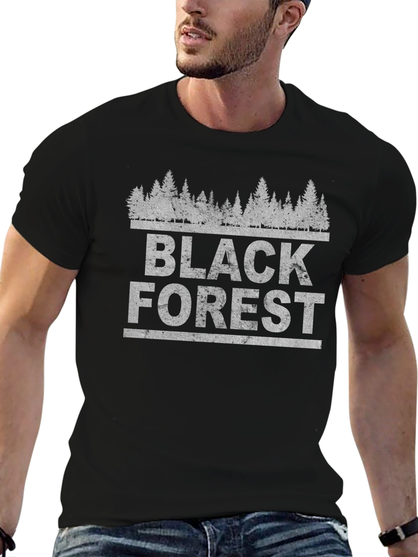 Black Forest Graphic Tee - Nature Inspired Shirt
