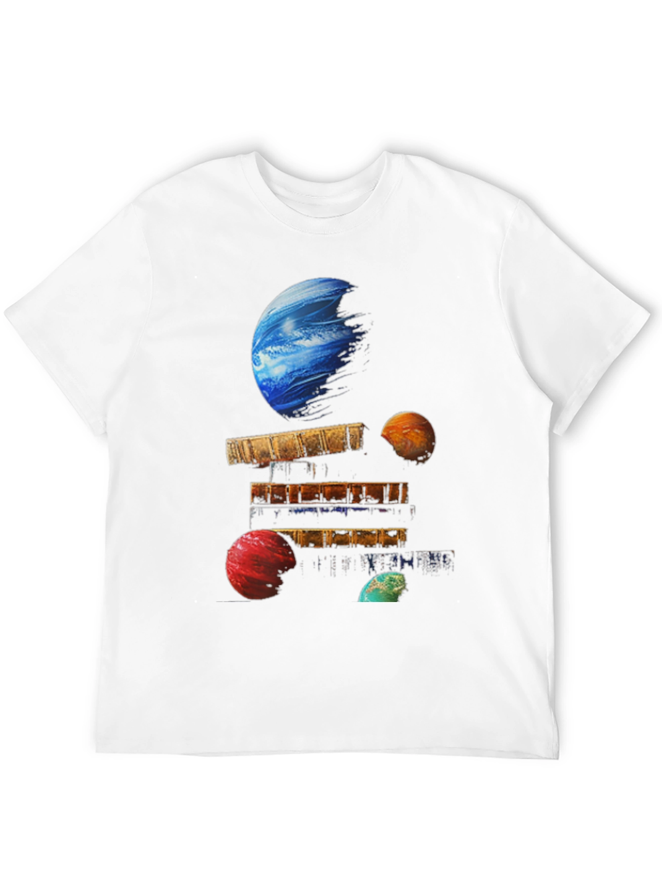 Planets on Books Black T-Shirt