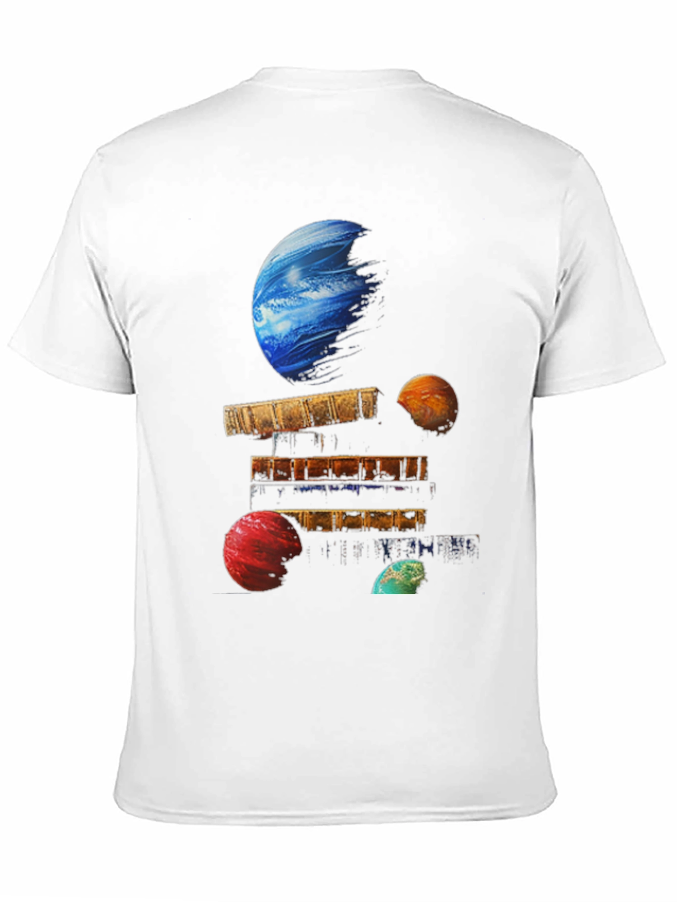 Planets on Books Black T-Shirt