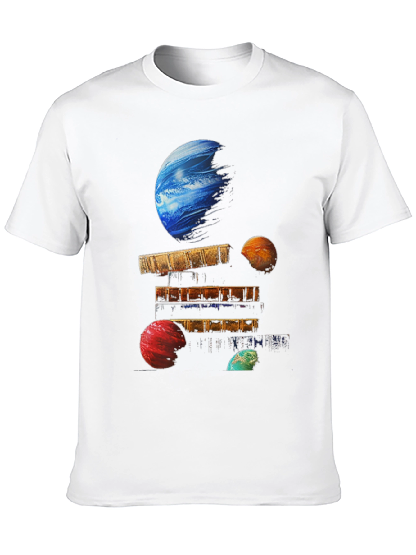 Planets on Books Black T-Shirt