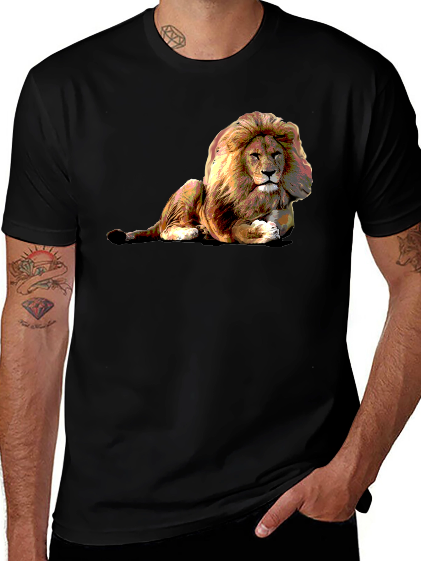 Lion Graphic Black T-Shirt - Wild Style