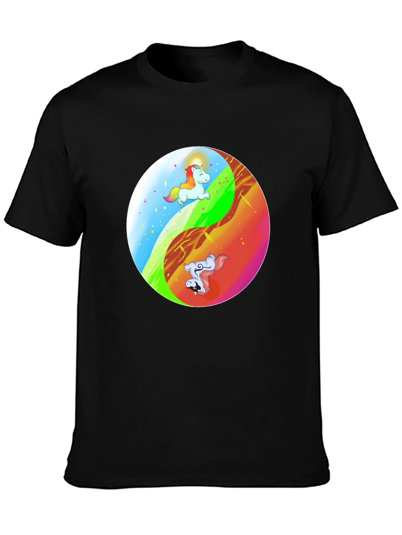 Yin Yang Unicorn Graphic T-Shirt