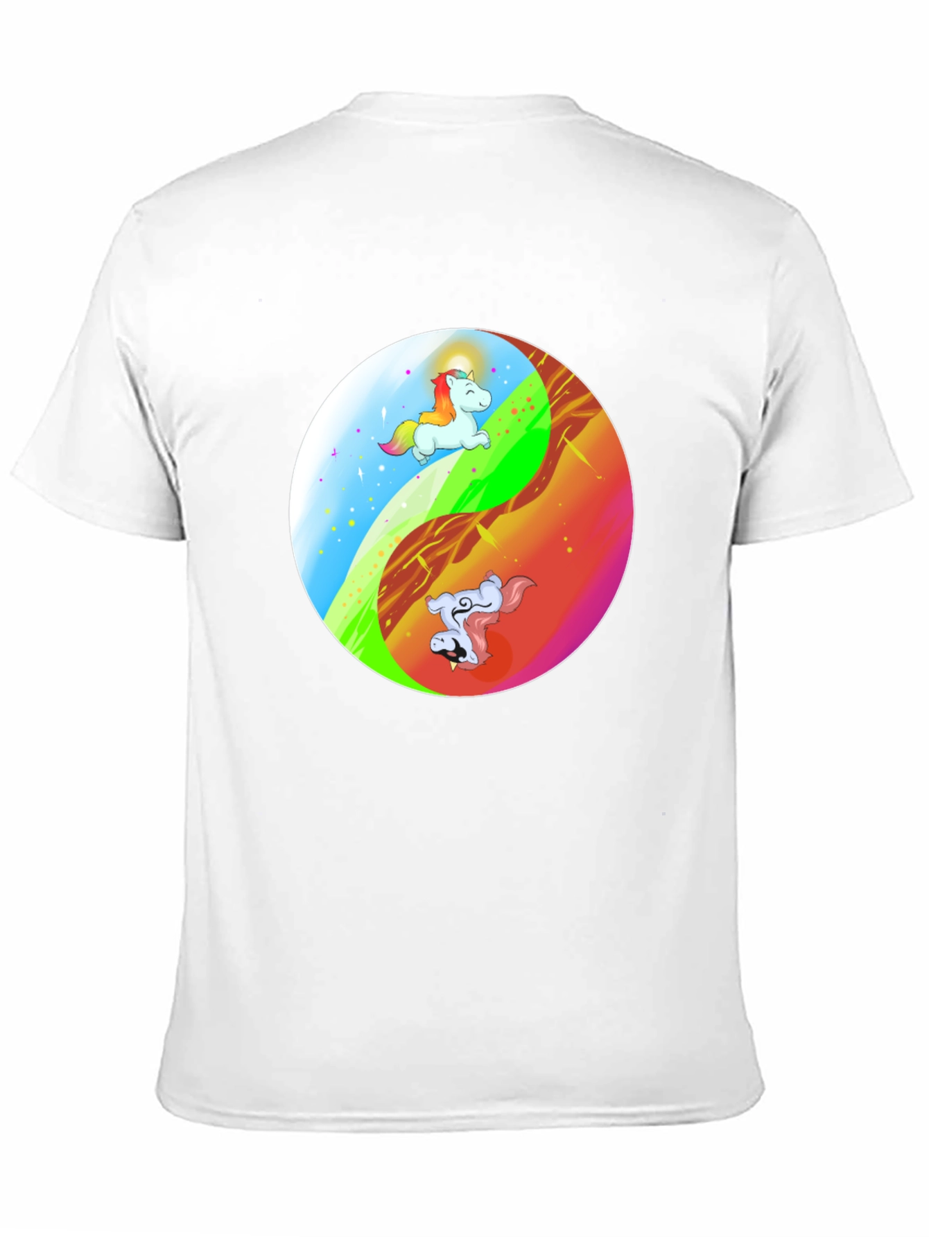 Yin Yang Unicorn Graphic T-Shirt