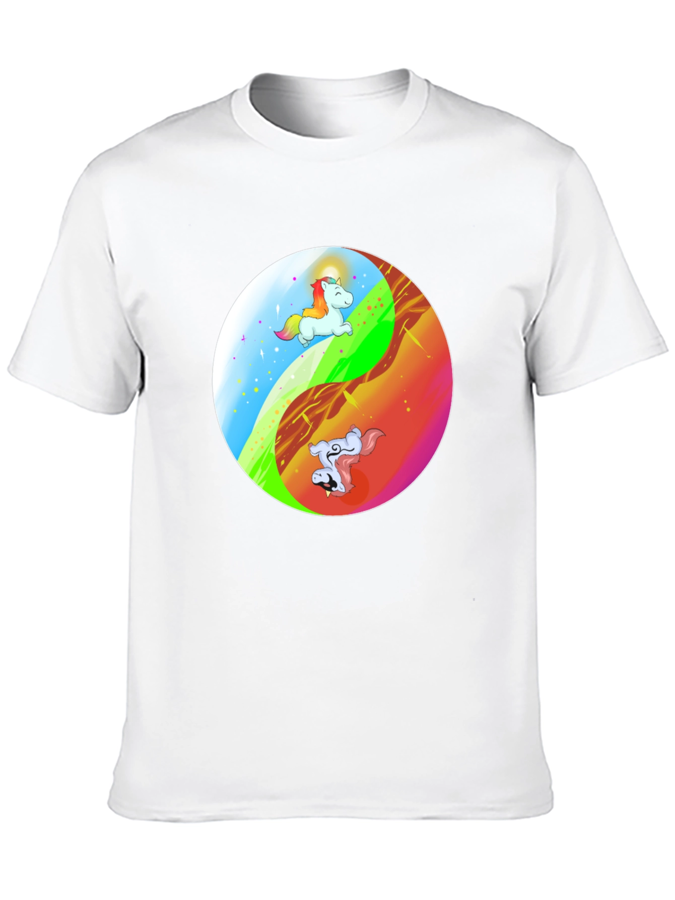 Yin Yang Unicorn Graphic T-Shirt