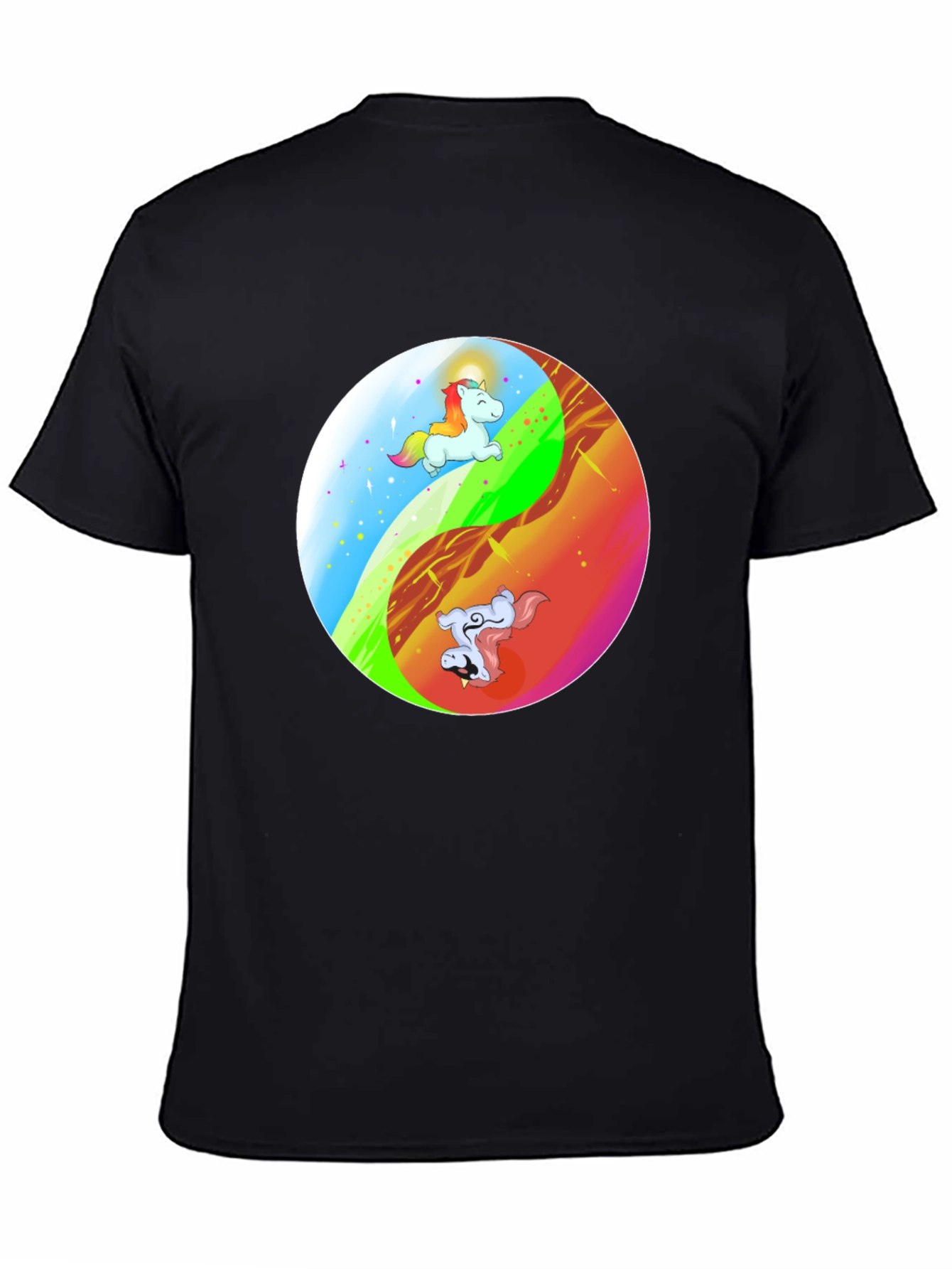 Yin Yang Unicorn Graphic T-Shirt