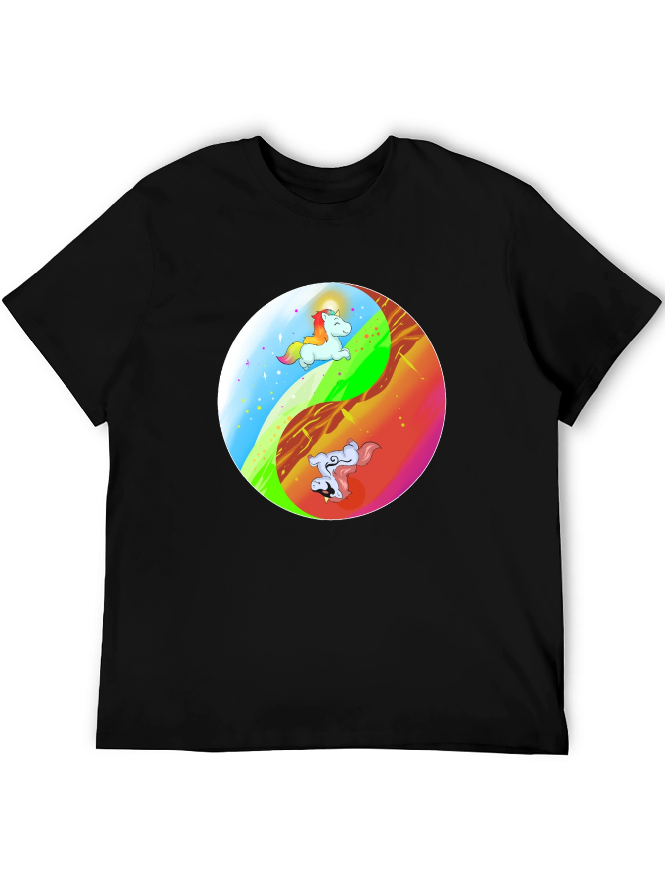 Yin Yang Unicorn Graphic T-Shirt