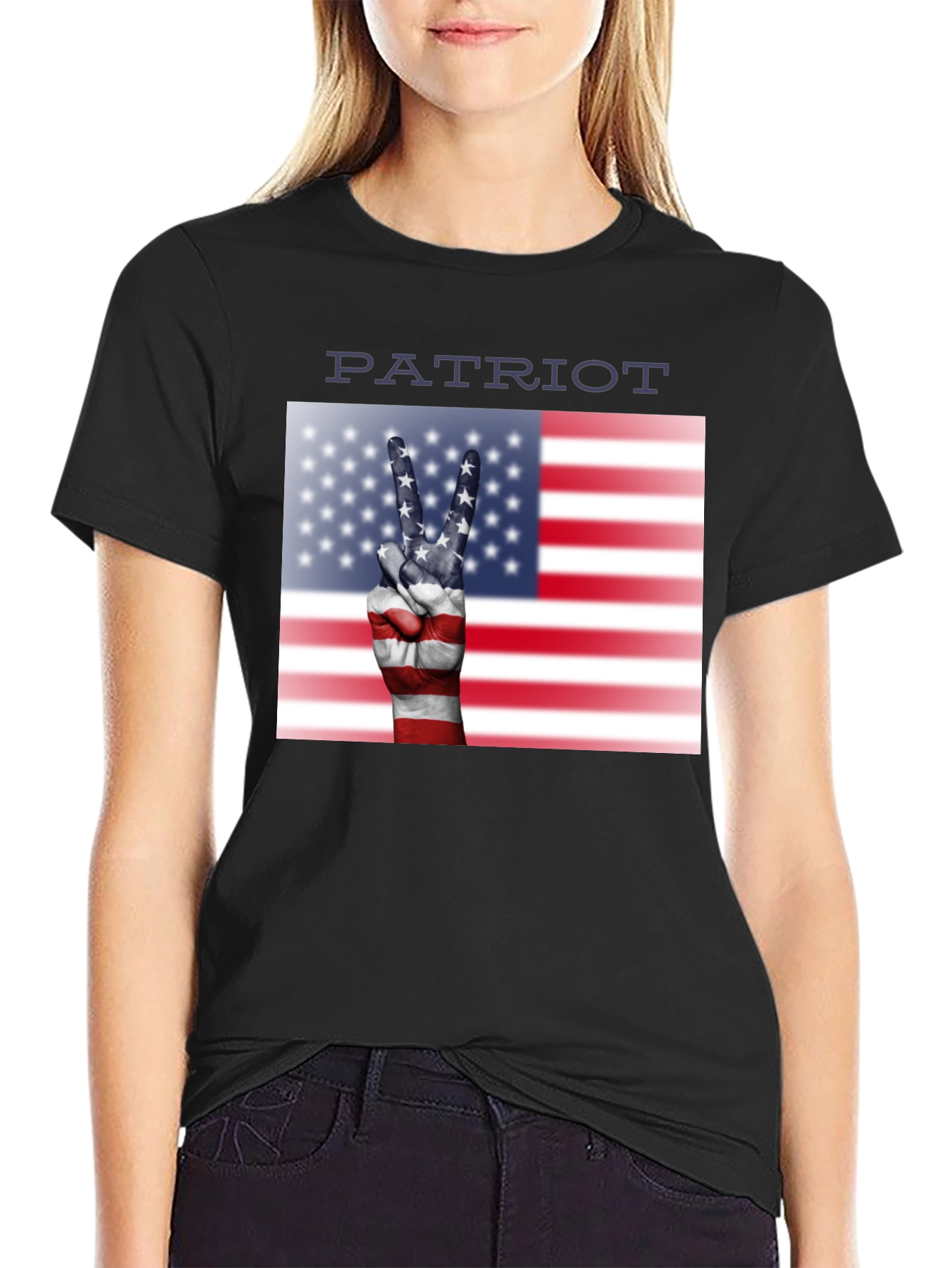 Patriot T-Shirt - Peace USA Flag Hand
