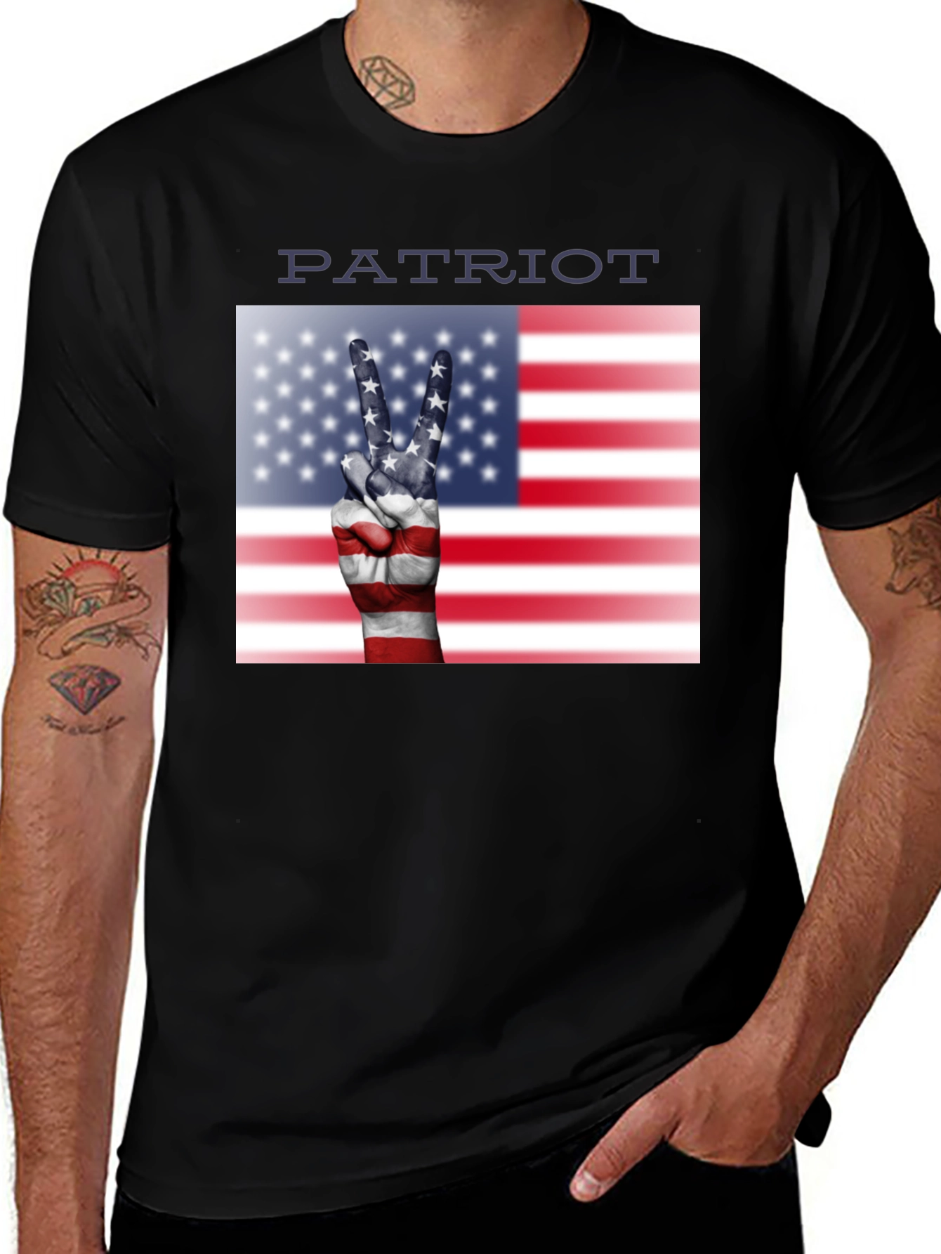 Patriot T-Shirt - Peace USA Flag Hand