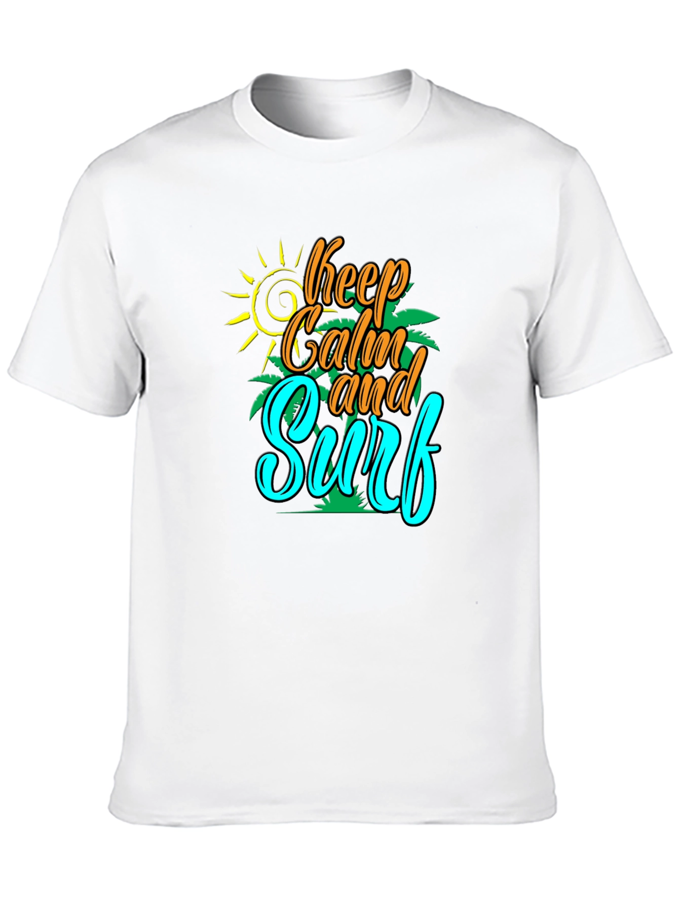 Keep Calm and Surf T-Shirt - Black Cotton Tee