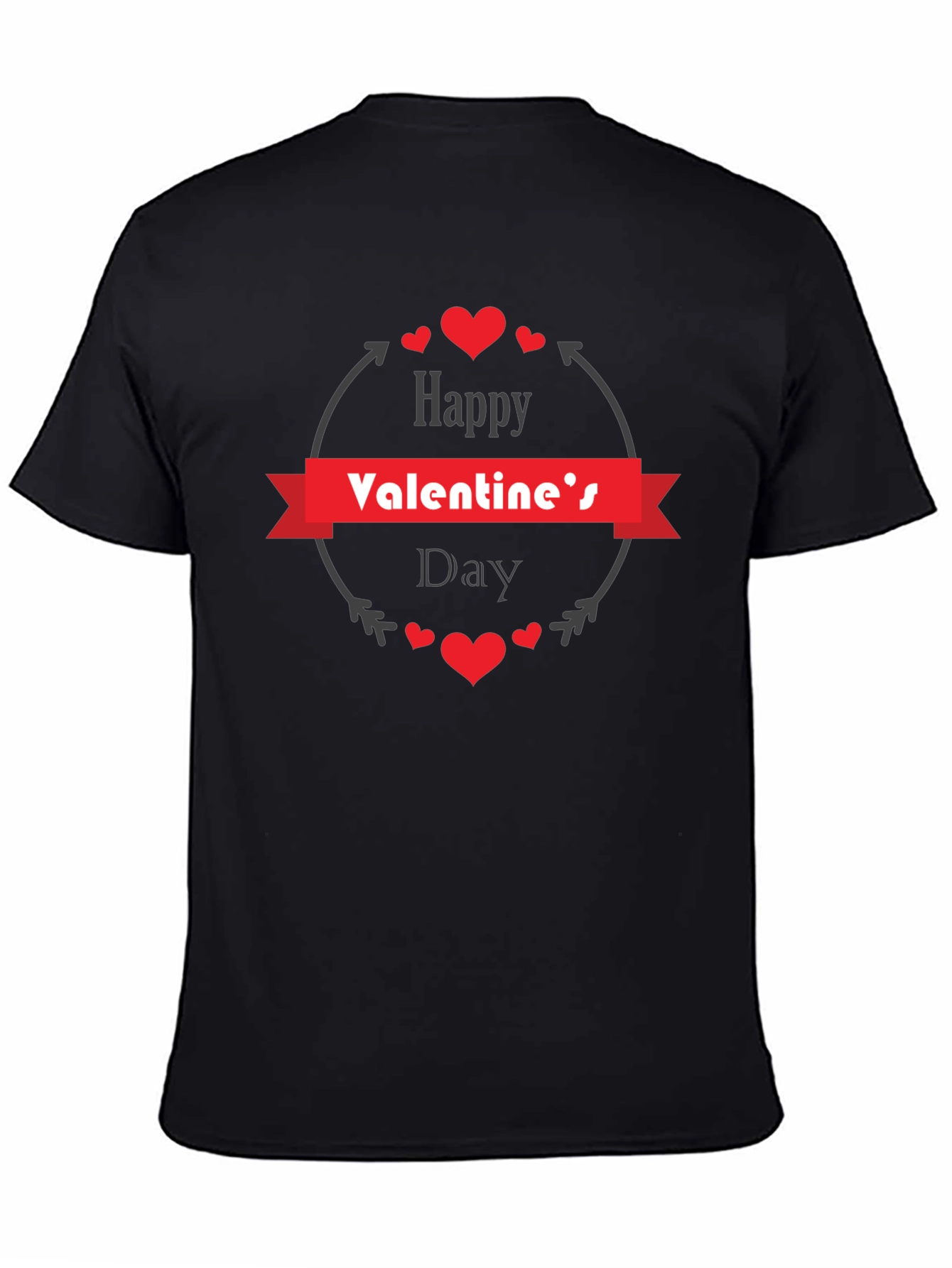 Happy Valentines Day Graphic Tee - Mens Black T-Shirt