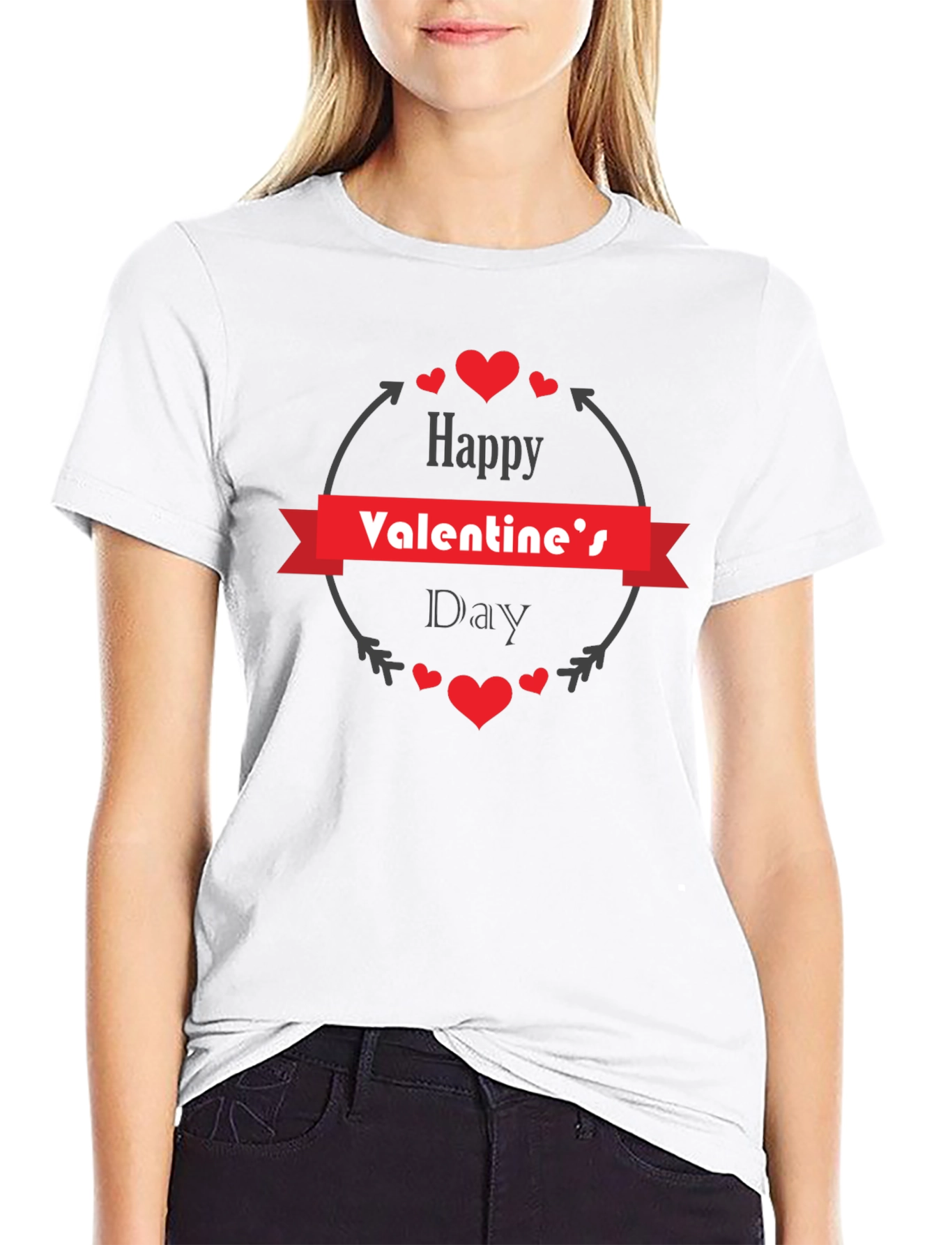 Happy Valentines Day Graphic Tee - Mens Black T-Shirt