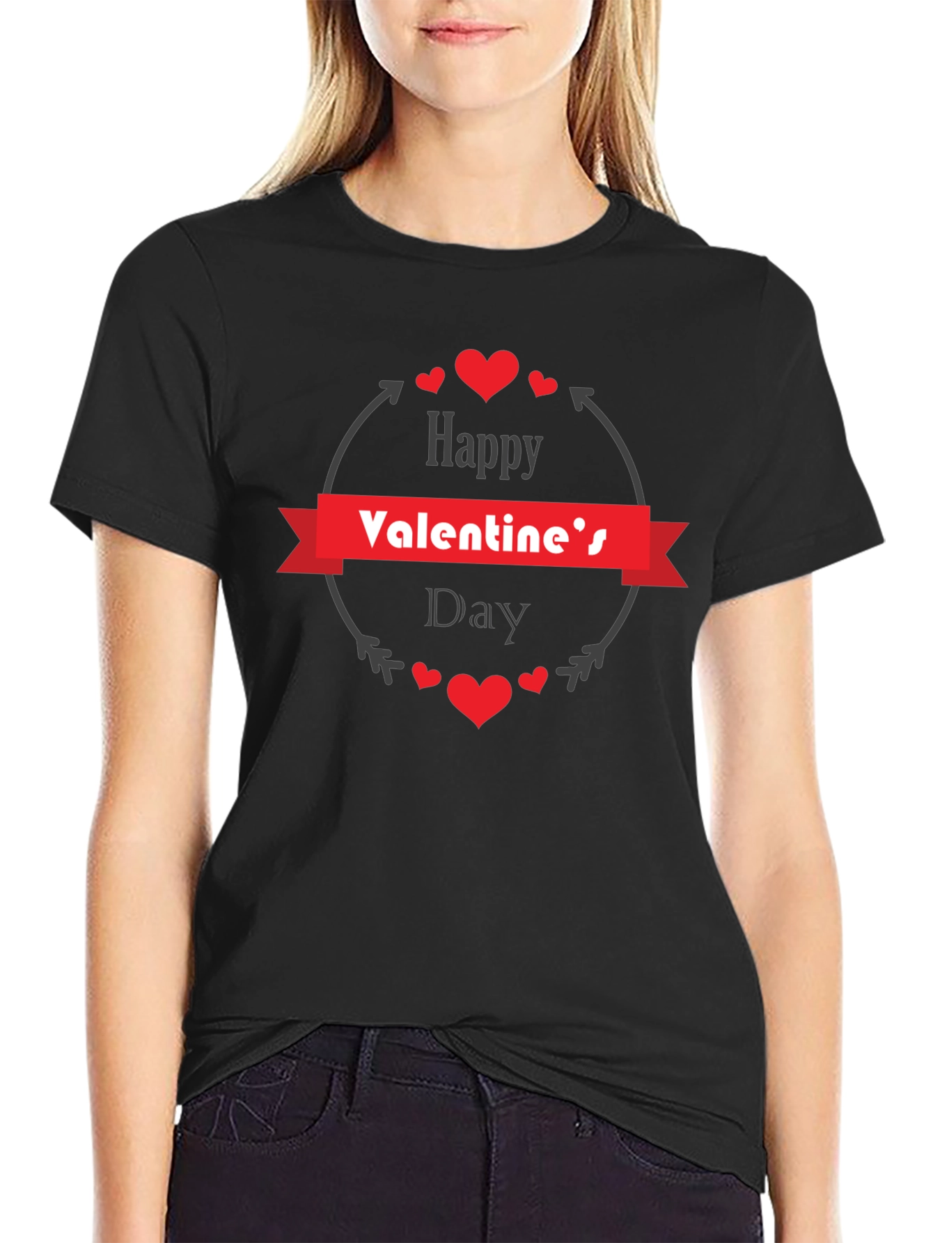 Happy Valentines Day Graphic Tee - Mens Black T-Shirt
