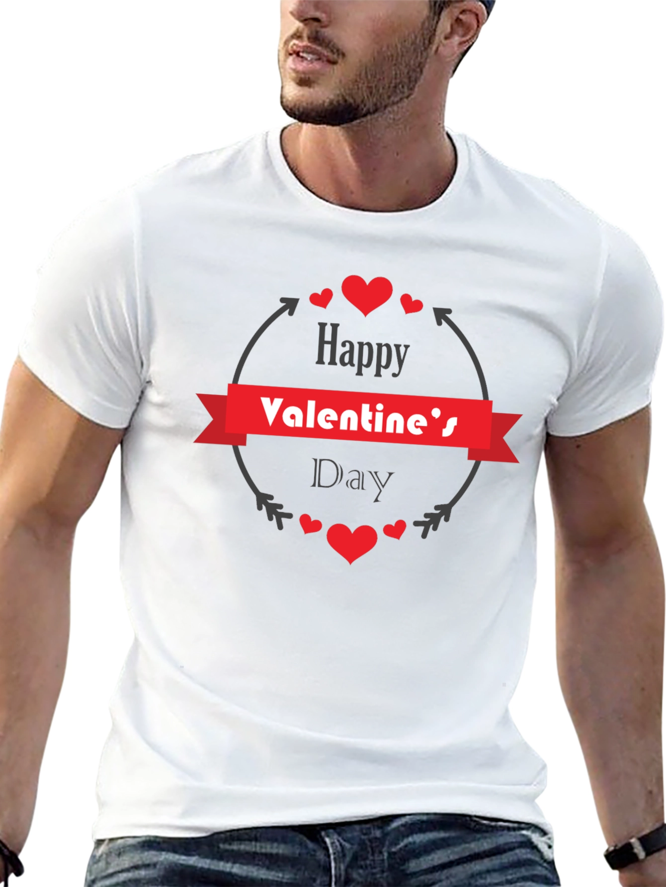 Happy Valentines Day Graphic Tee - Mens Black T-Shirt