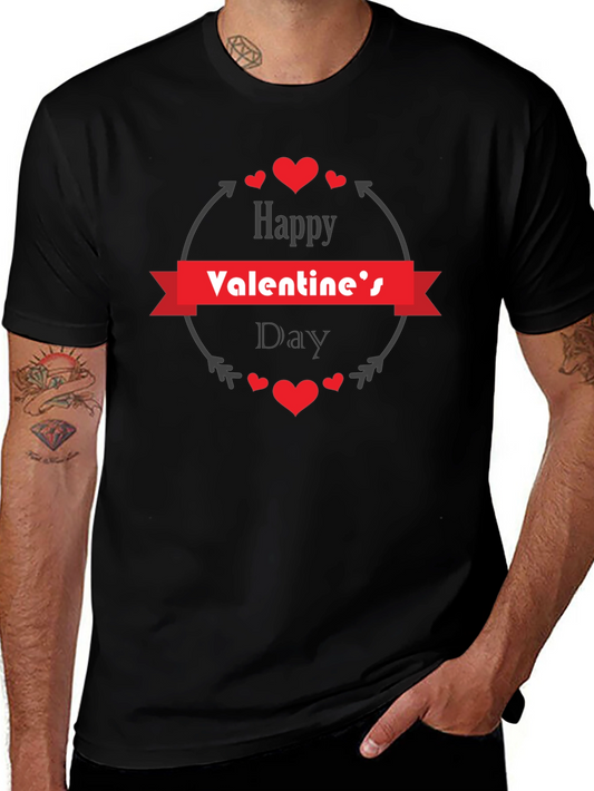 Happy Valentines Day Graphic Tee - Mens Black T-Shirt