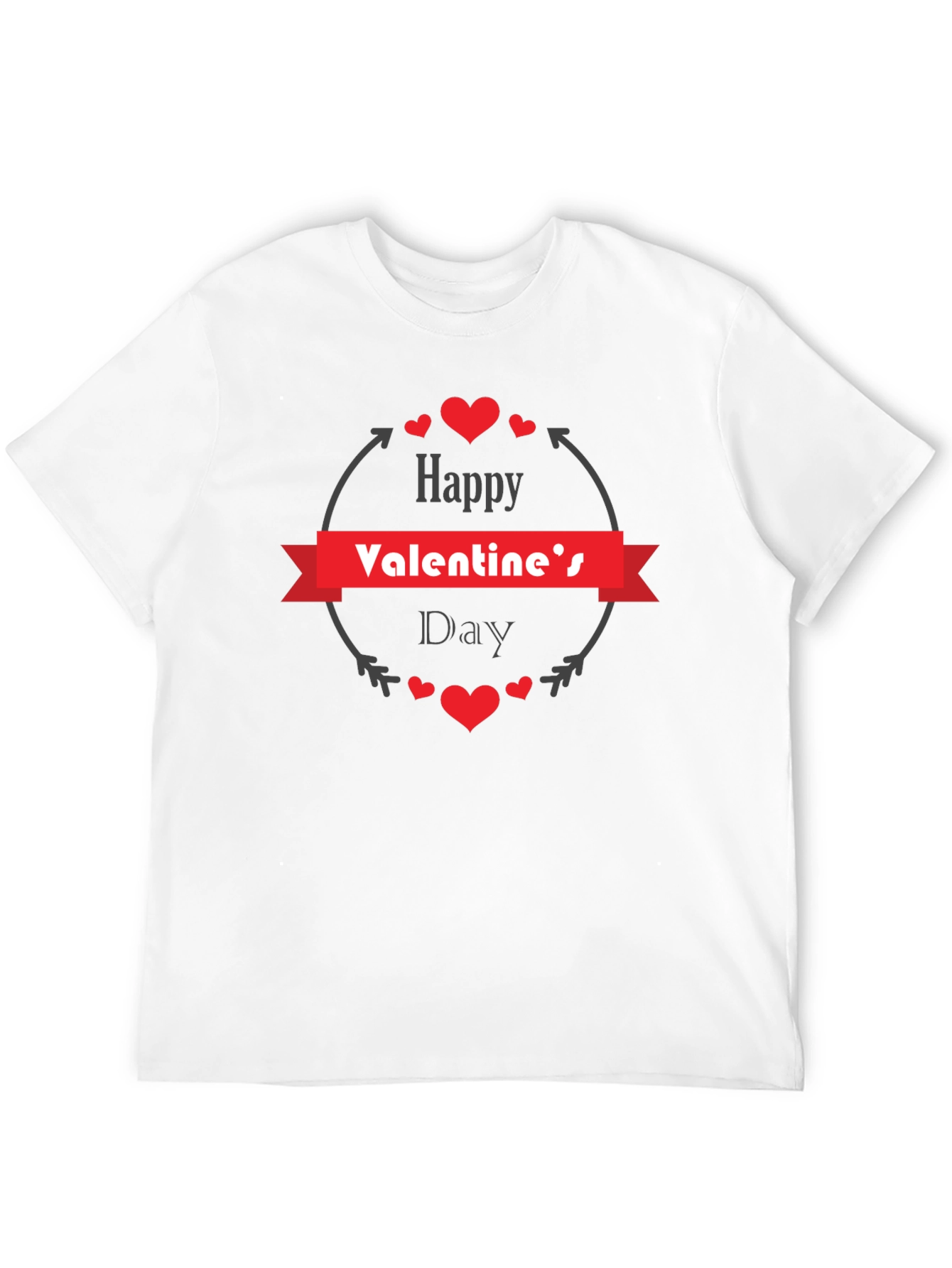 Happy Valentines Day Graphic Tee - Mens Black T-Shirt