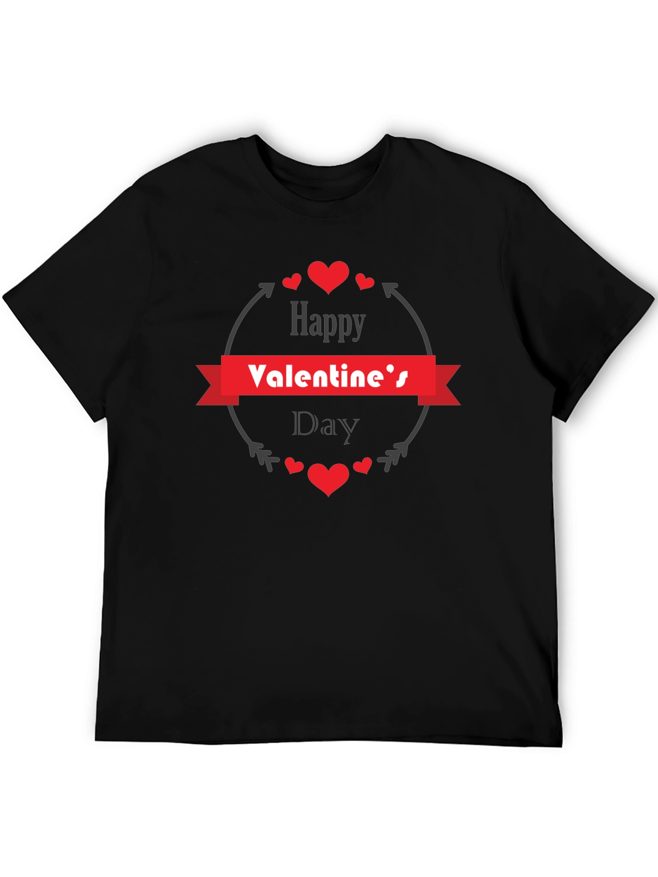 Happy Valentines Day Graphic Tee - Mens Black T-Shirt