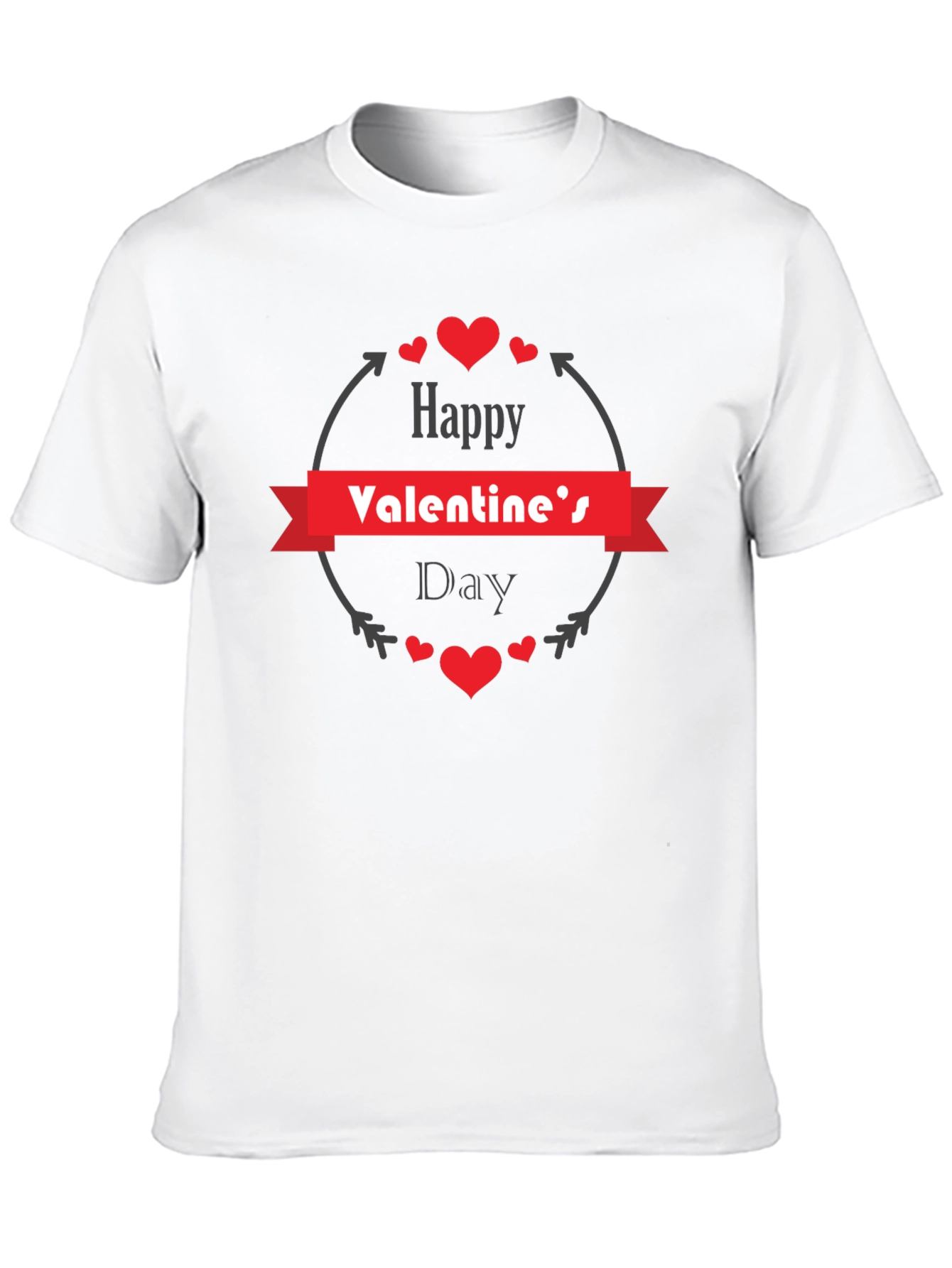 Happy Valentines Day Graphic Tee - Mens Black T-Shirt