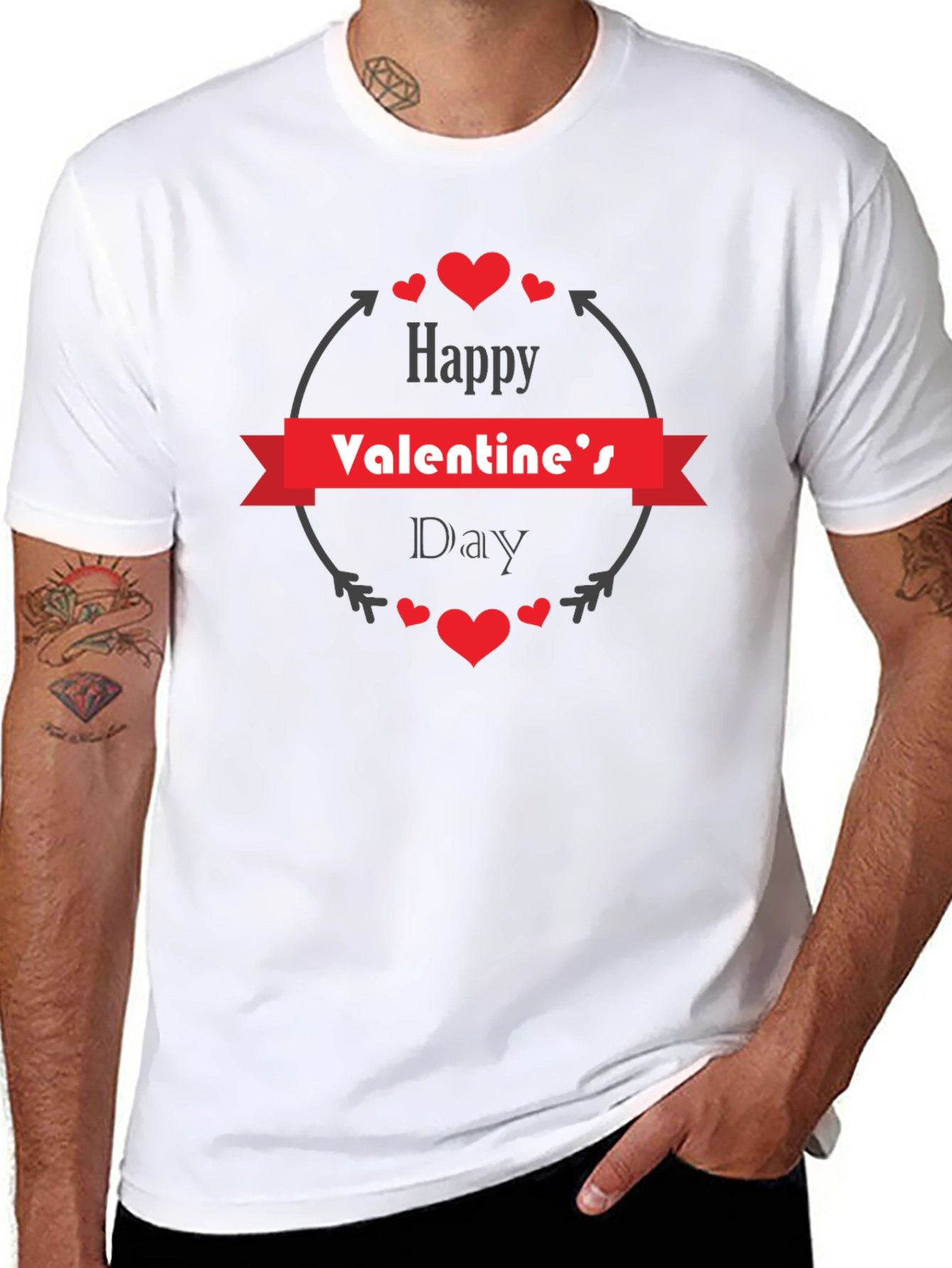 Happy Valentines Day Graphic Tee - Mens Black T-Shirt