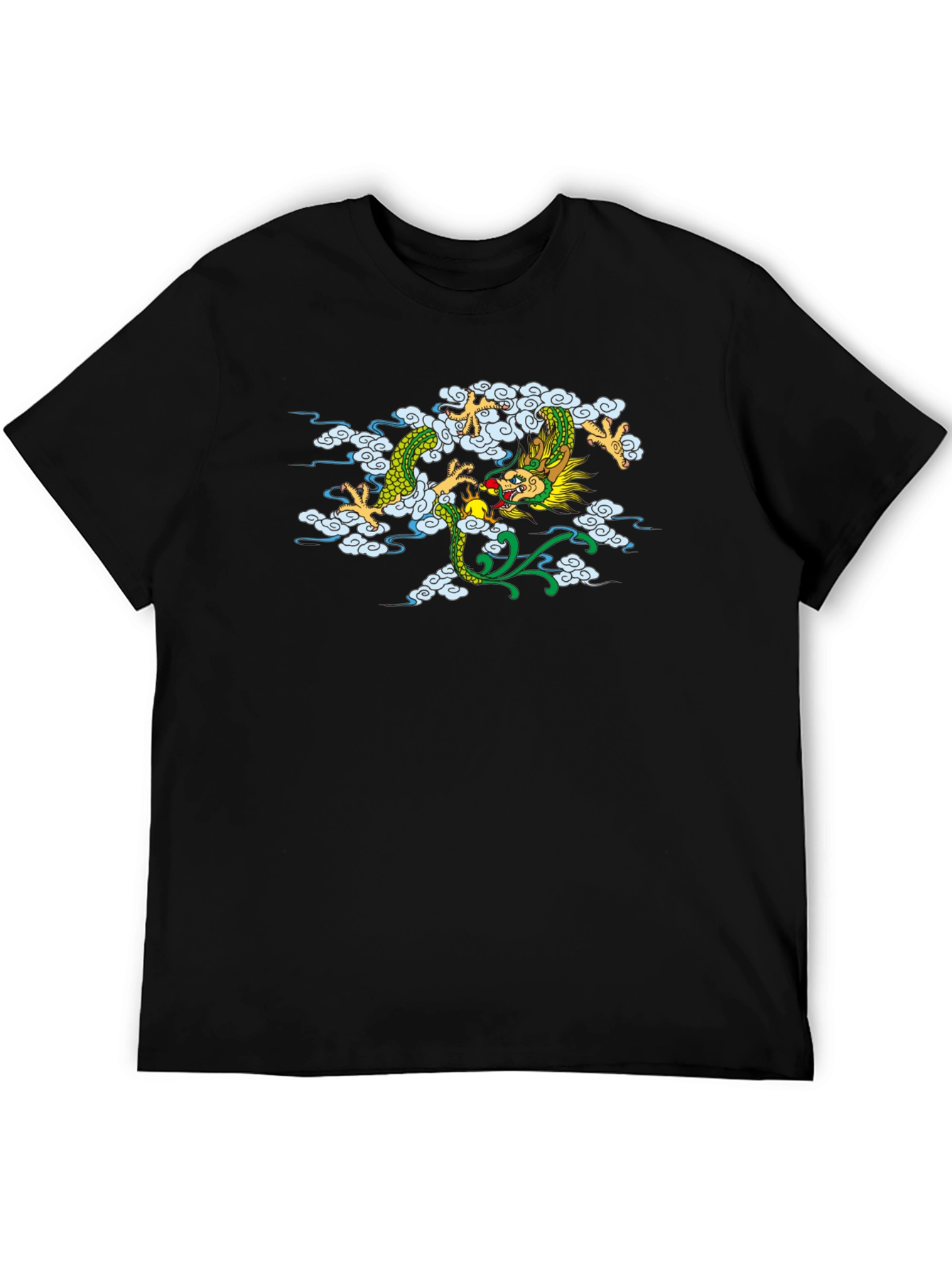 Dragon Cloud Graphic Tee - Black Casual Style
