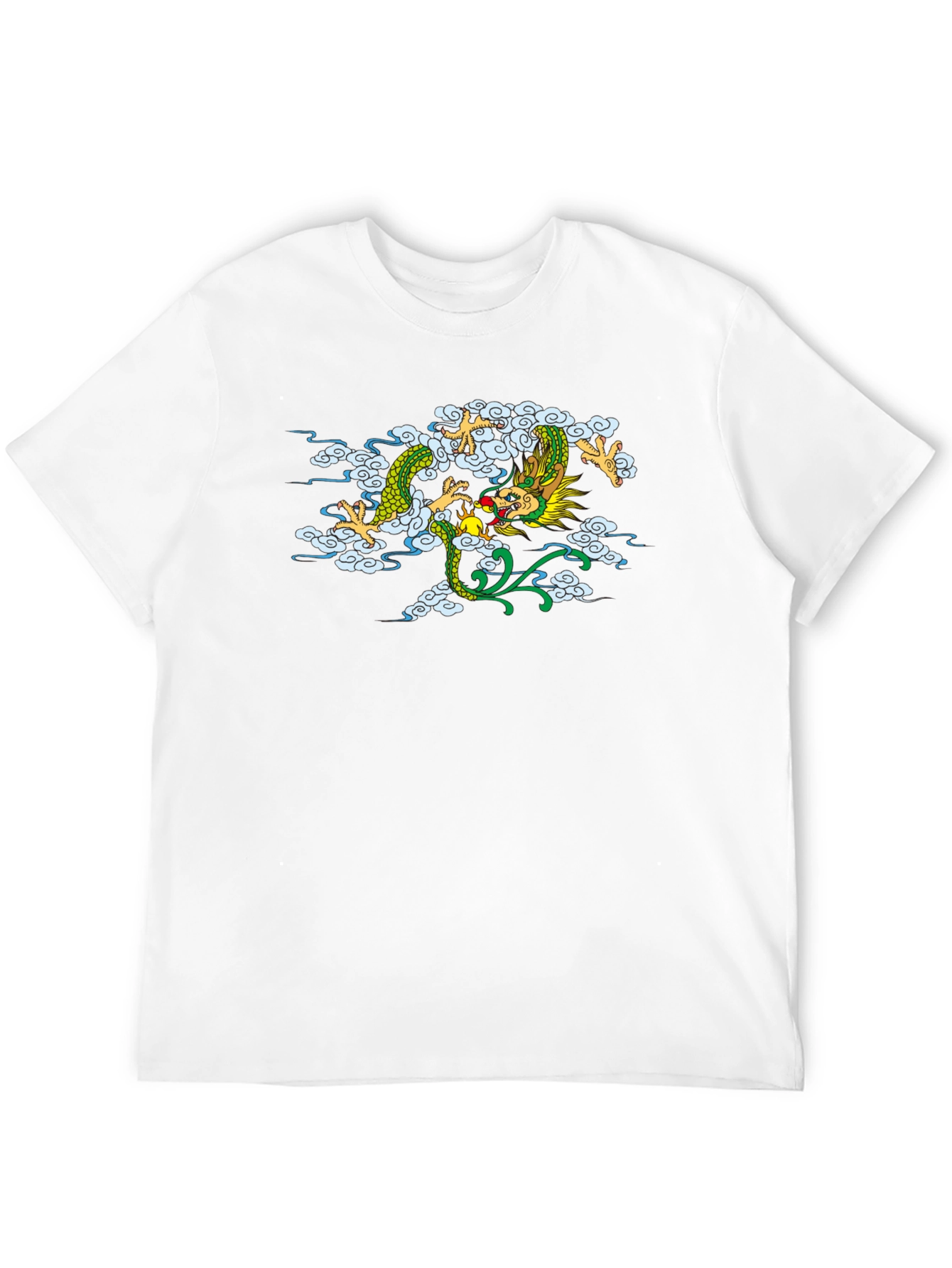 Dragon Cloud Graphic Tee - Black Casual Style